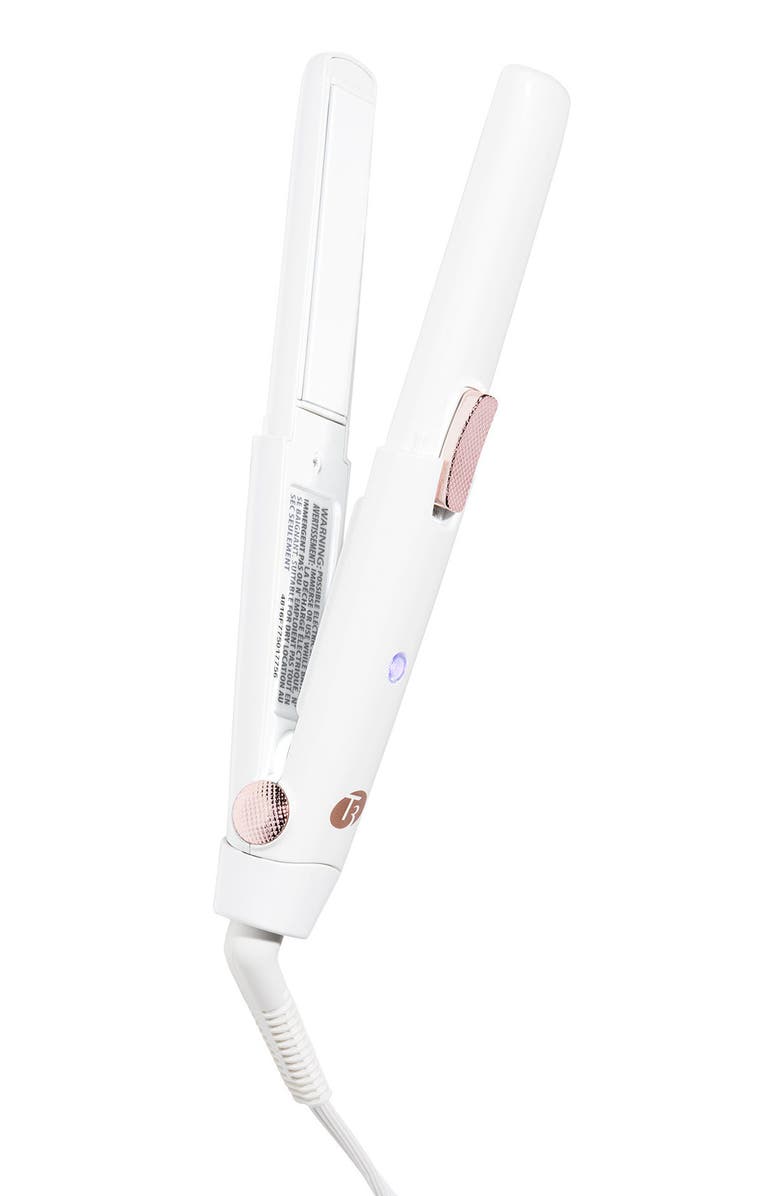T3 Singlepass Compact Travel Styling Flat Iron With Cap (white & Rose Gold)