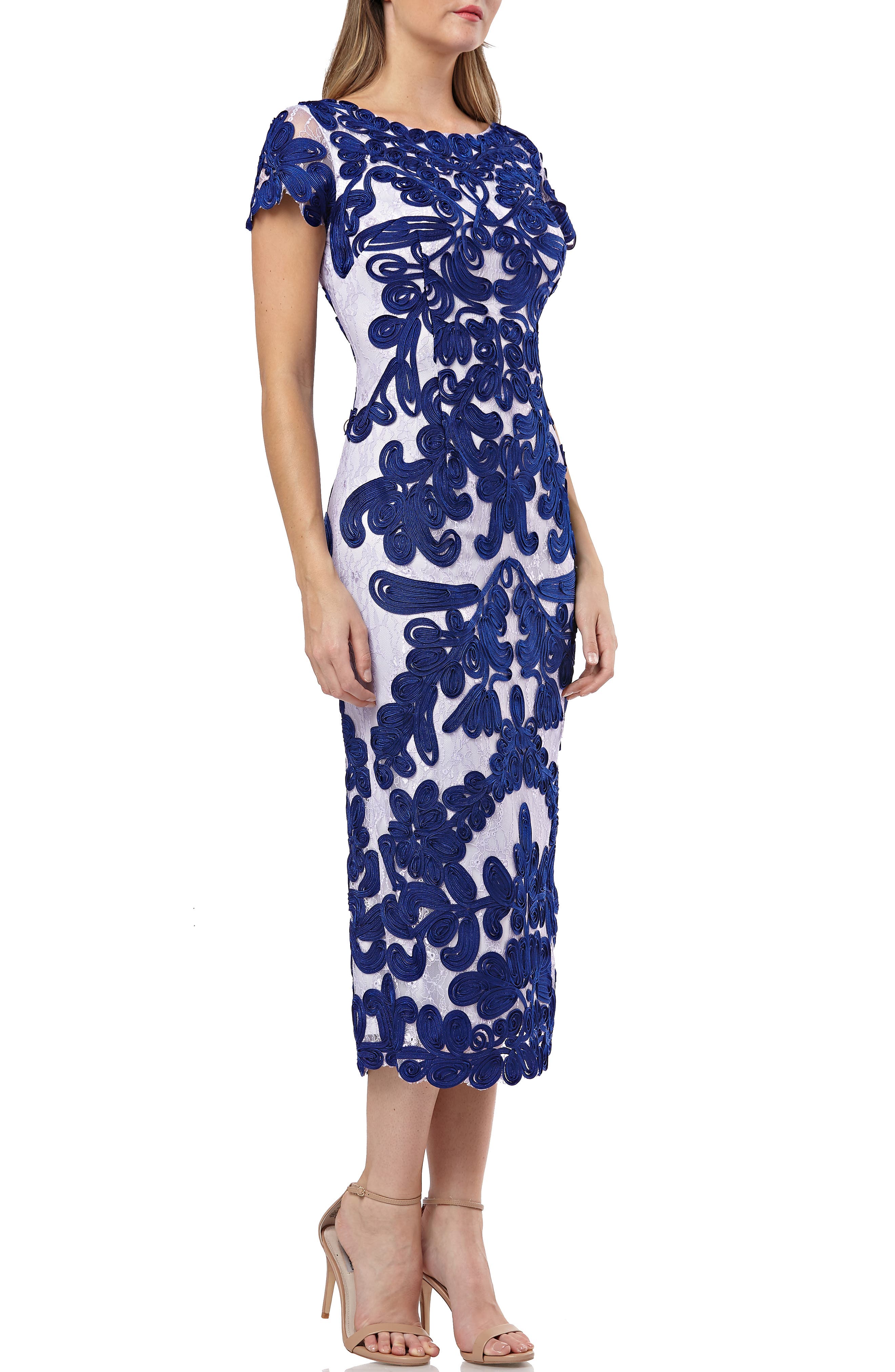 Js Collections Soutache Lace Midi Dress, Blue