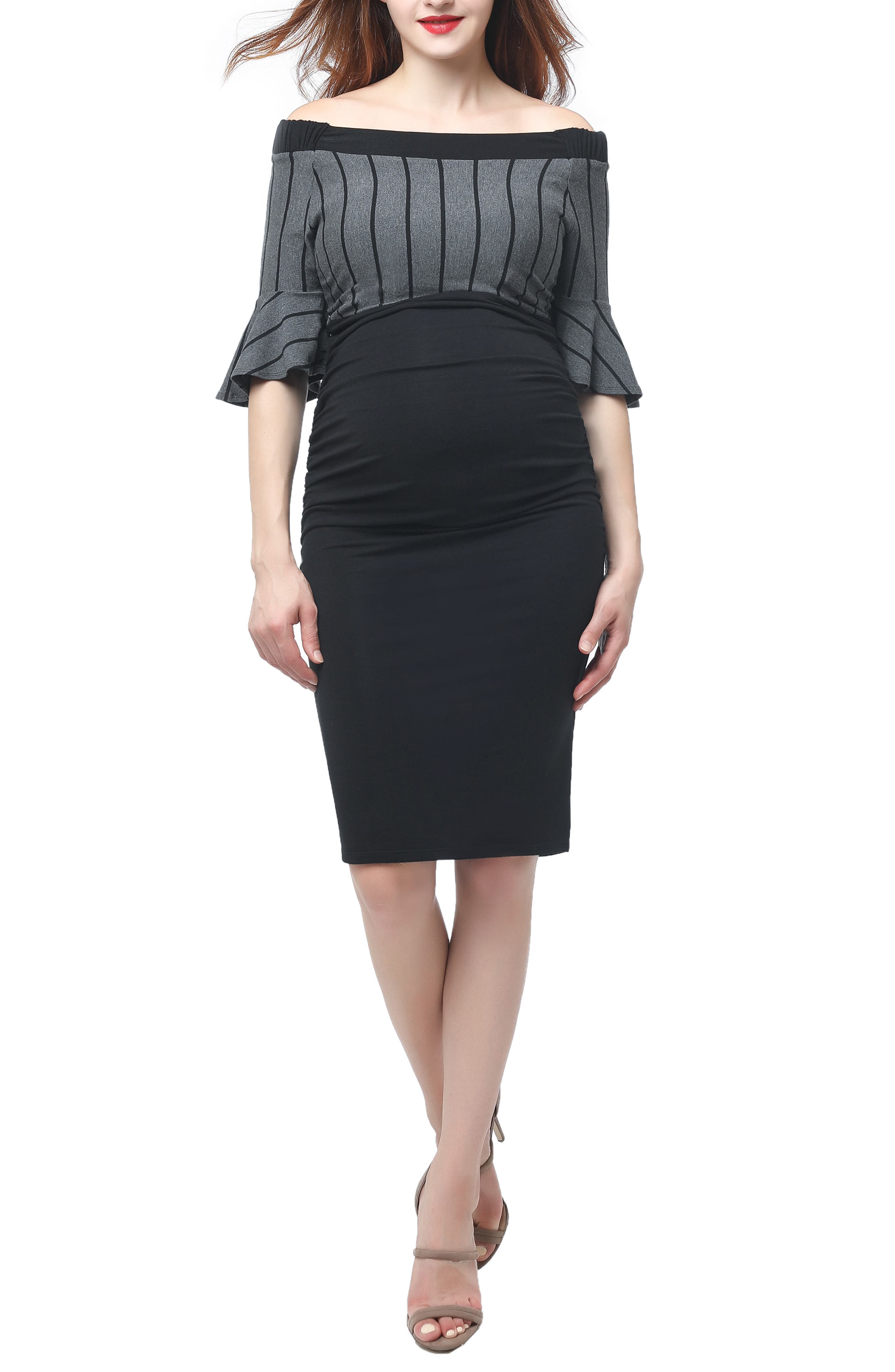 Kimi And Kai Josephine Off The Shoulder Body-Con Maternity Dress