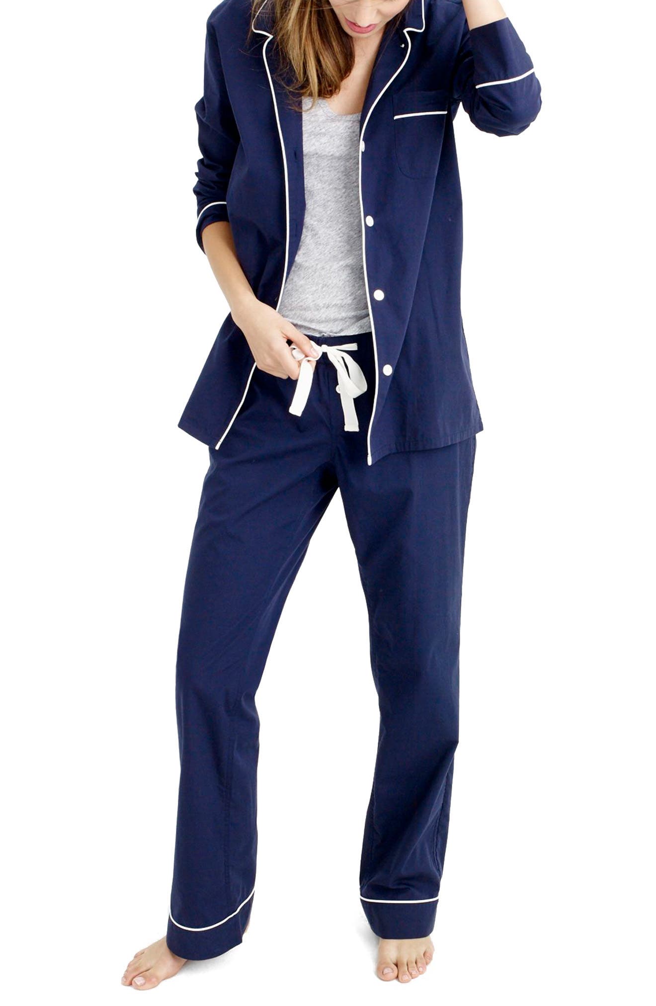 J.Crew Vintage Cotton Pajamas In Navy ModeSens