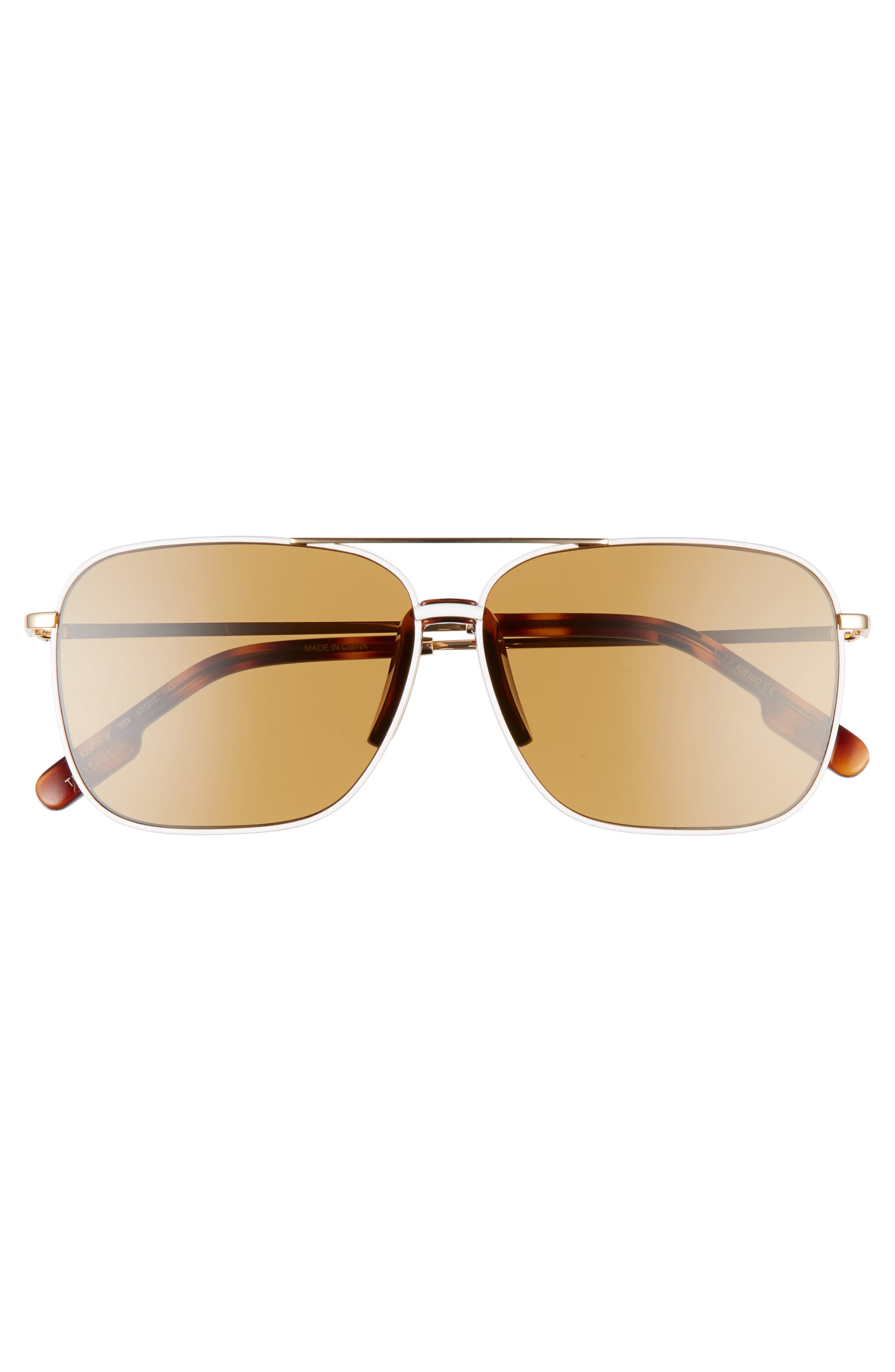 Kenzo 60Mm International Fit Aviator Sunglasses In Shiny Endura Gold