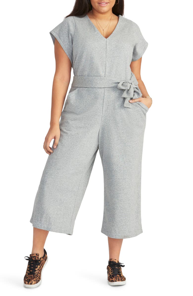 Rachel Rachel Roy Suits RACQUEL TIE FRONT CROP COTTON BLEND JUMPSUIT