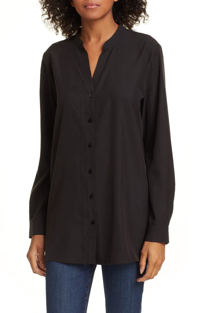 Eileen Fisher T-shirts MANDARIN COLLAR SHIRT