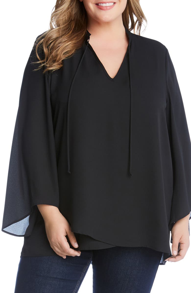 Karen Kane Tops CROSS FRONT TIE NECK TOP