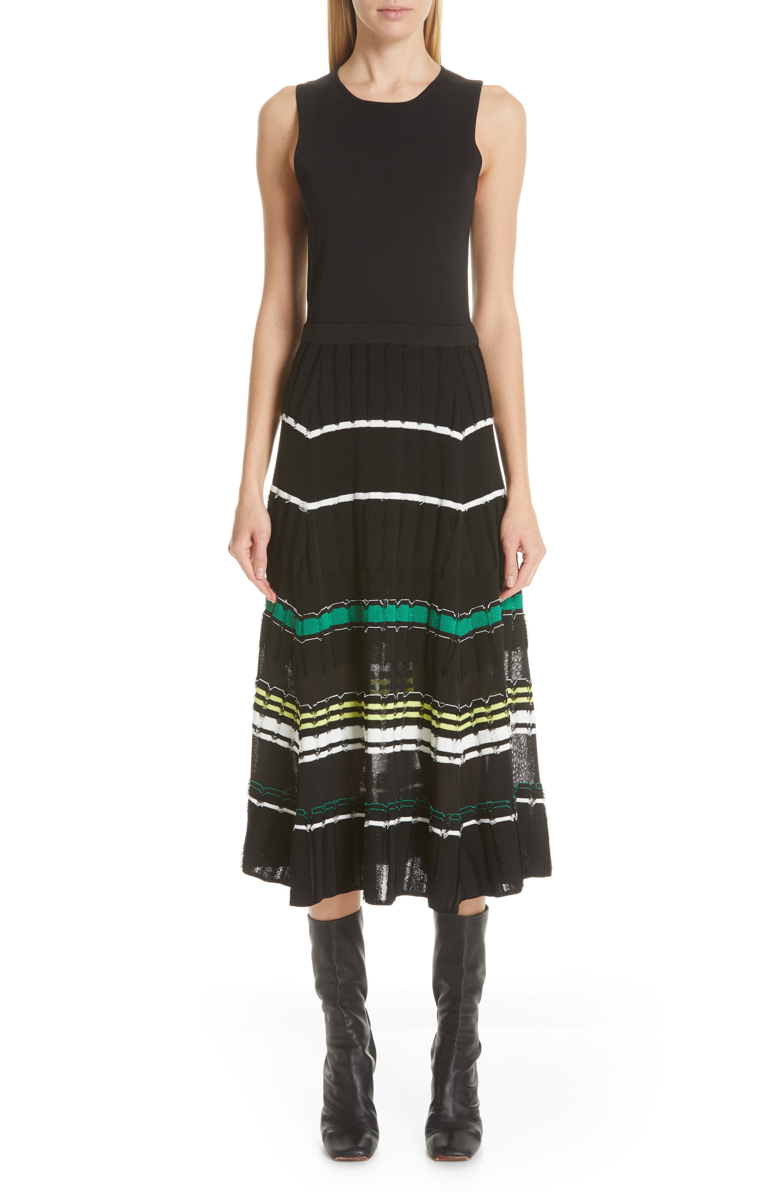 Proenza Schouler Stripe Knit Dress, Black