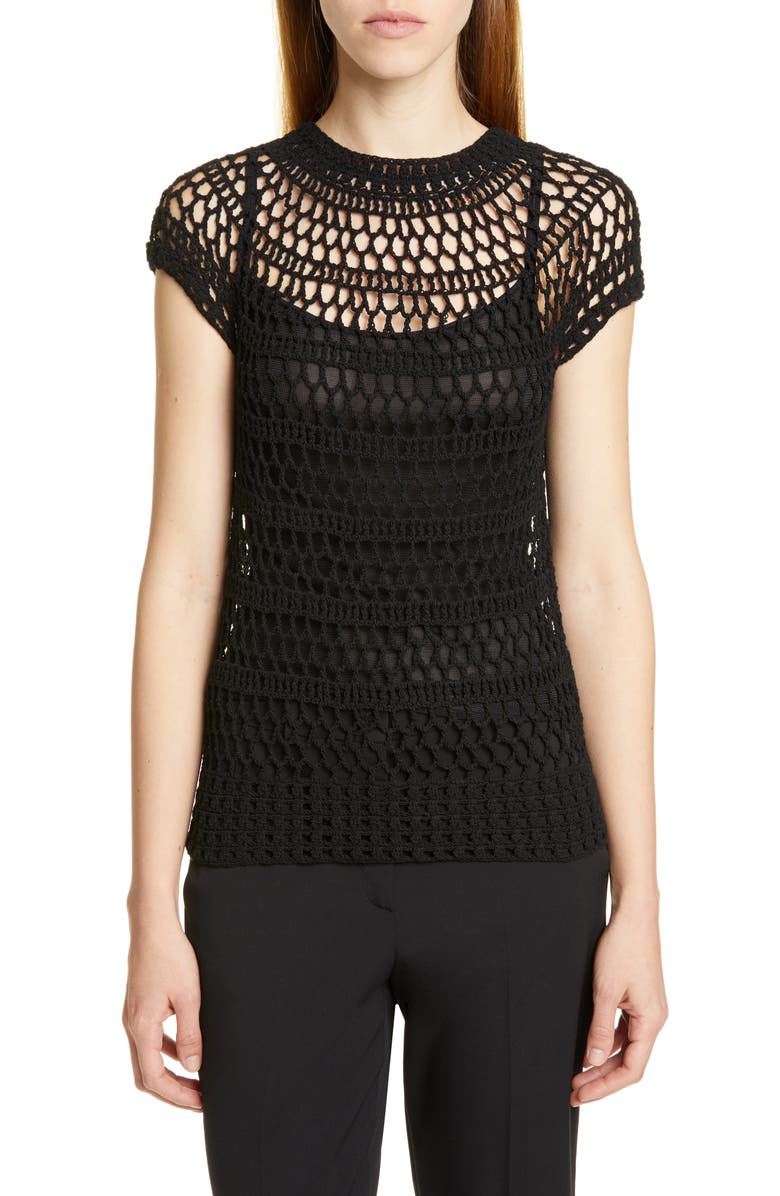 Theory Tissage Crochet T-shirt In Jet Black