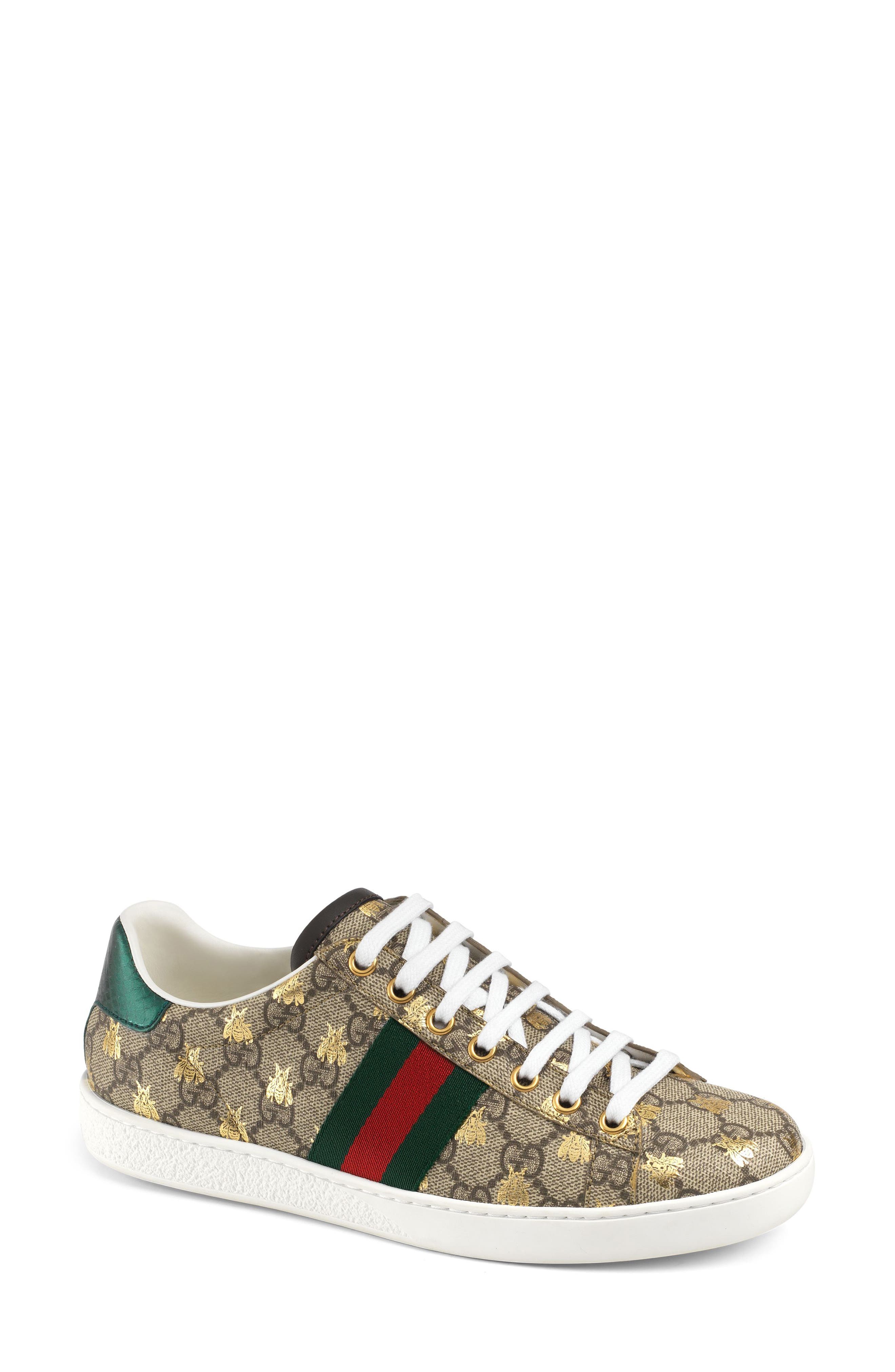 Gucci New Ace Monogram Bee Sneaker (Women) Nordstrom