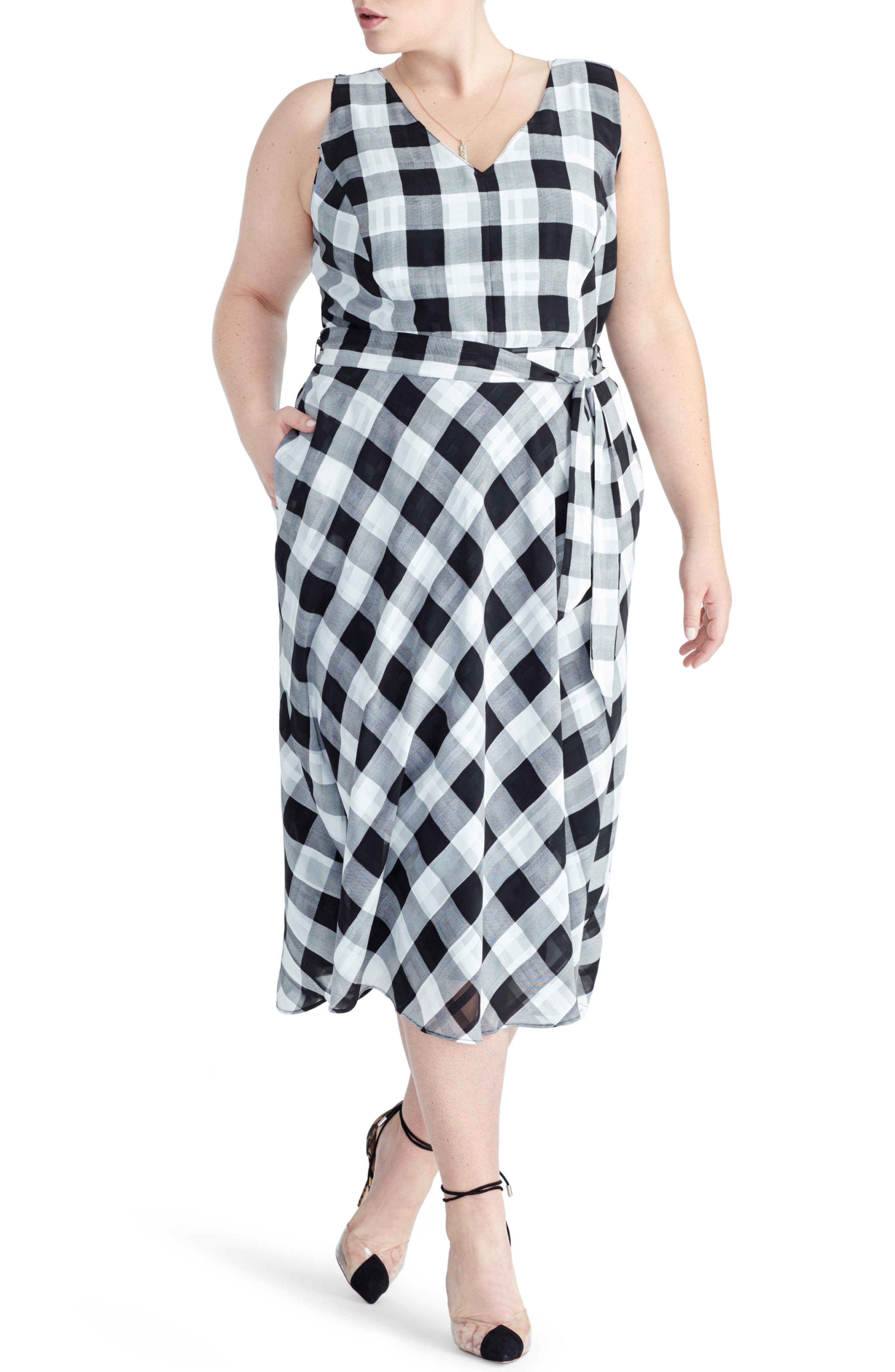 Plus Size Rachel Rachel Roy Check Print A-Line Dress, Black