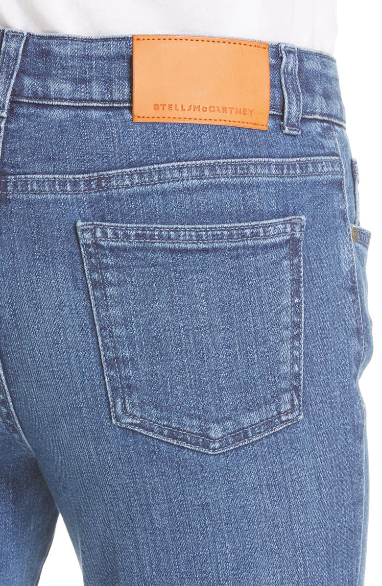 Stella Mccartney Fringe Hem Kick Flare Jeans In Pale Blue