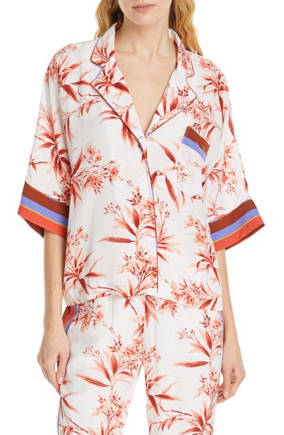 Joie Tops BAYLEY TROPICAL PRINT STRIPE CONTRAST TOP