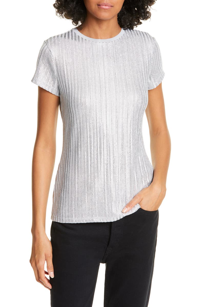 TED BAKER Catrino Fitted Metallic Tee,WMB-CATRINO-WH9W