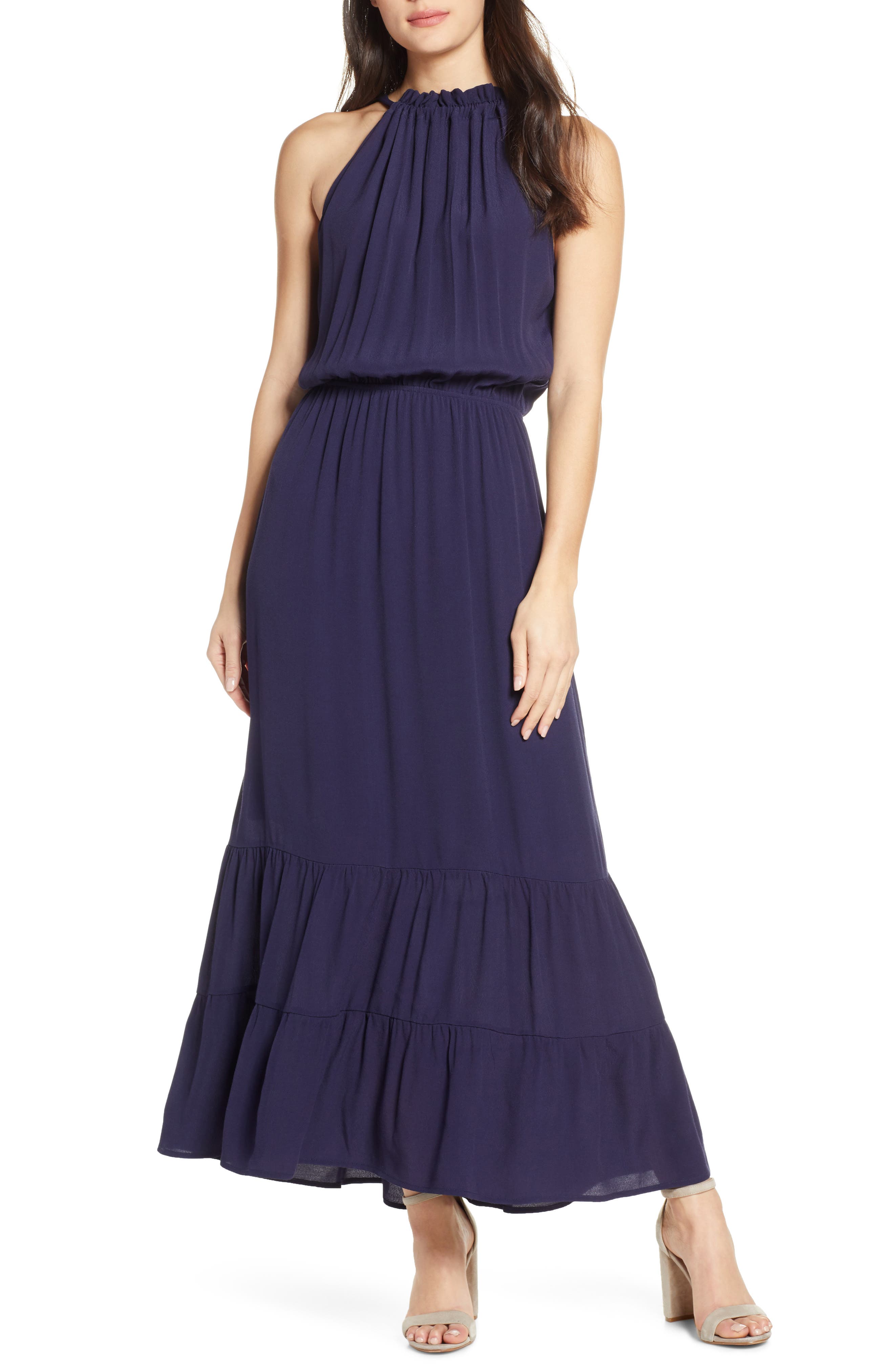 Fraiche By J Tie Back Blouson Dress, Blue