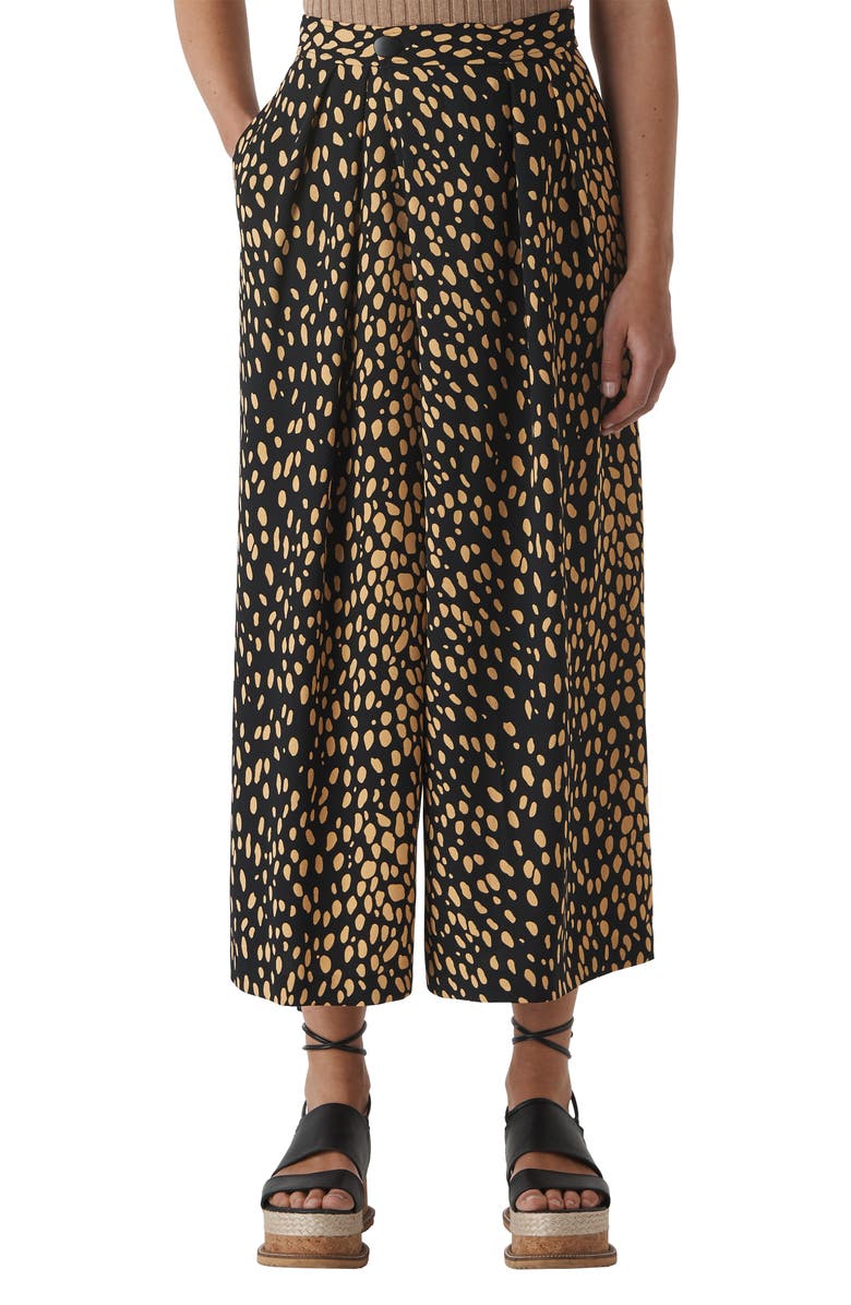 Whistles Pants RUTH PEBBLE PRINT WIDE LEG CROP TROUSERS