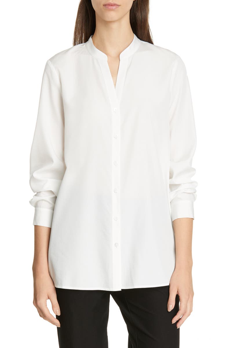 Eileen Fisher T-shirts MANDARIN COLLAR SHIRT
