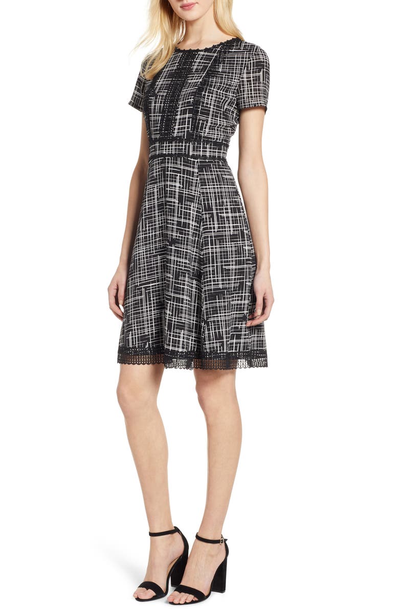 Karl Lagerfeld Dresses LACE DETAIL FIT & FLARE DRESS