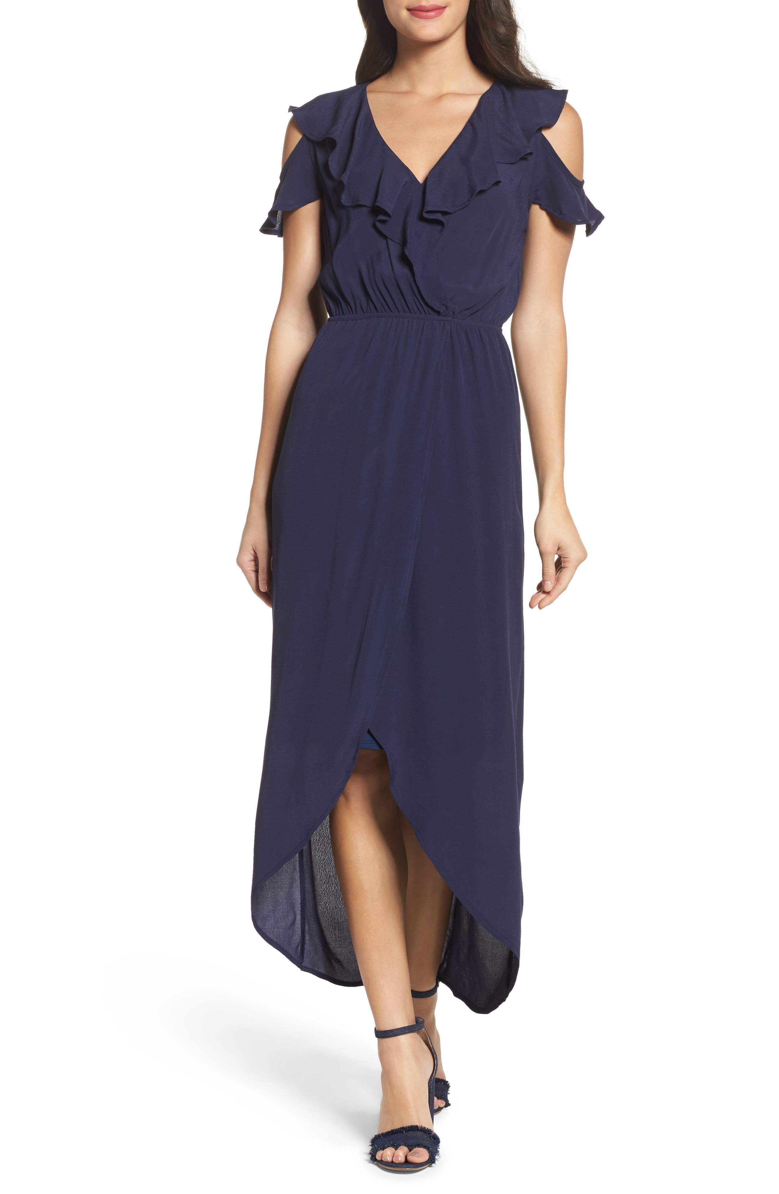 Fraiche By J Cold Shoulder Maxi Dress, Blue