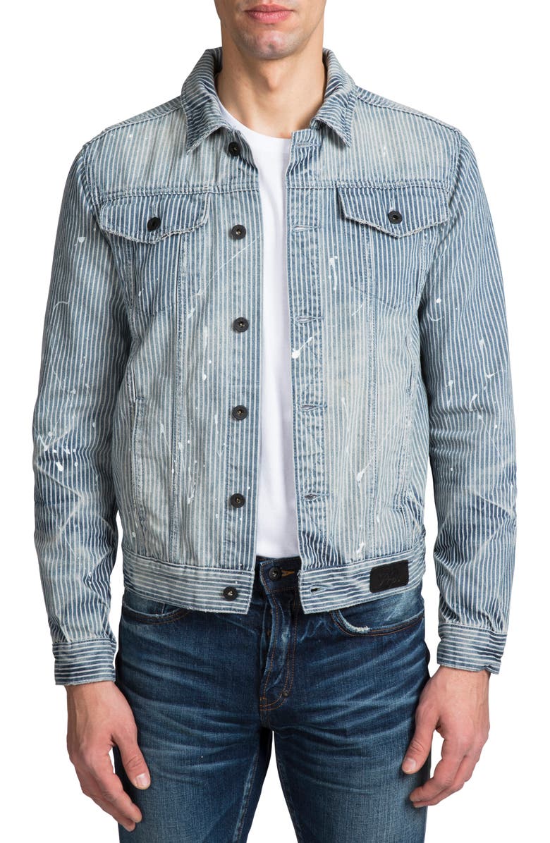 PRPS Conductor Stripe Denim Jacket, Main, color, AUTO