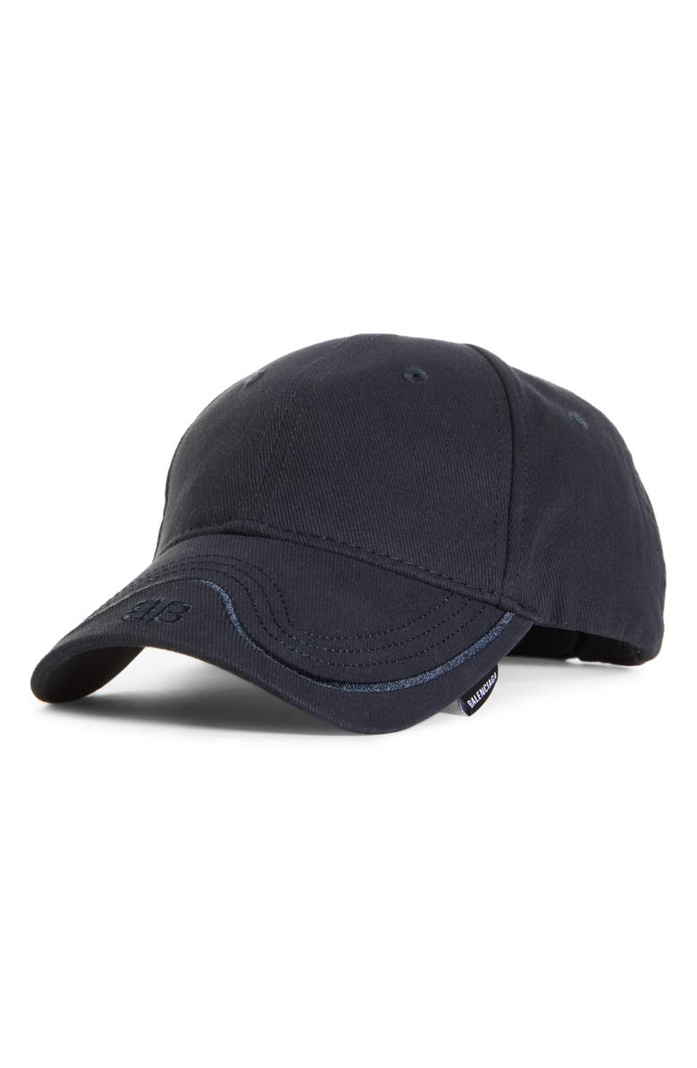 Balenciaga Bb Logo Wave Stitch Baseball Cap In Navy