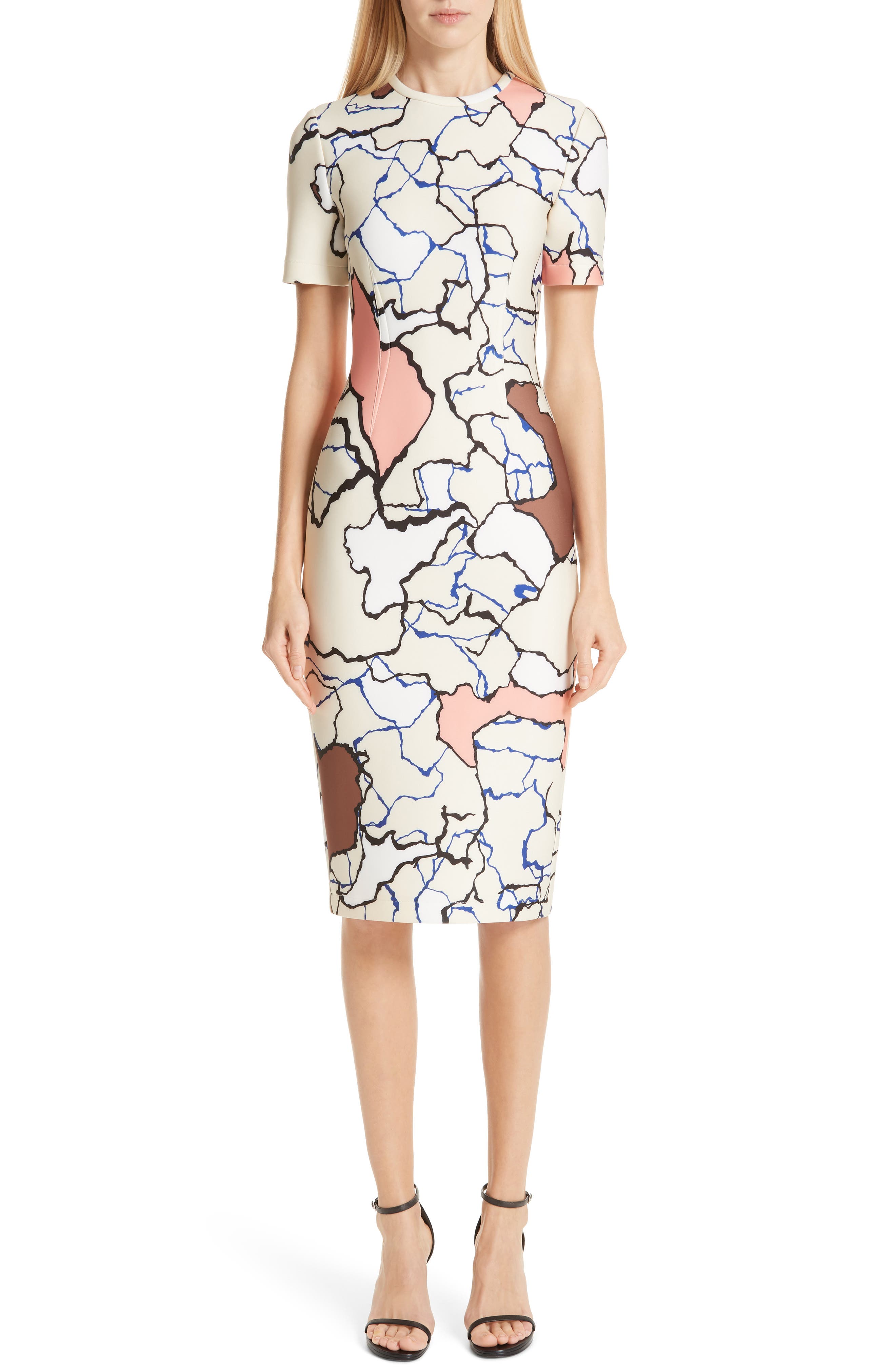 Yigal Azrouel Terrazzo Print Scuba Dress, Beige