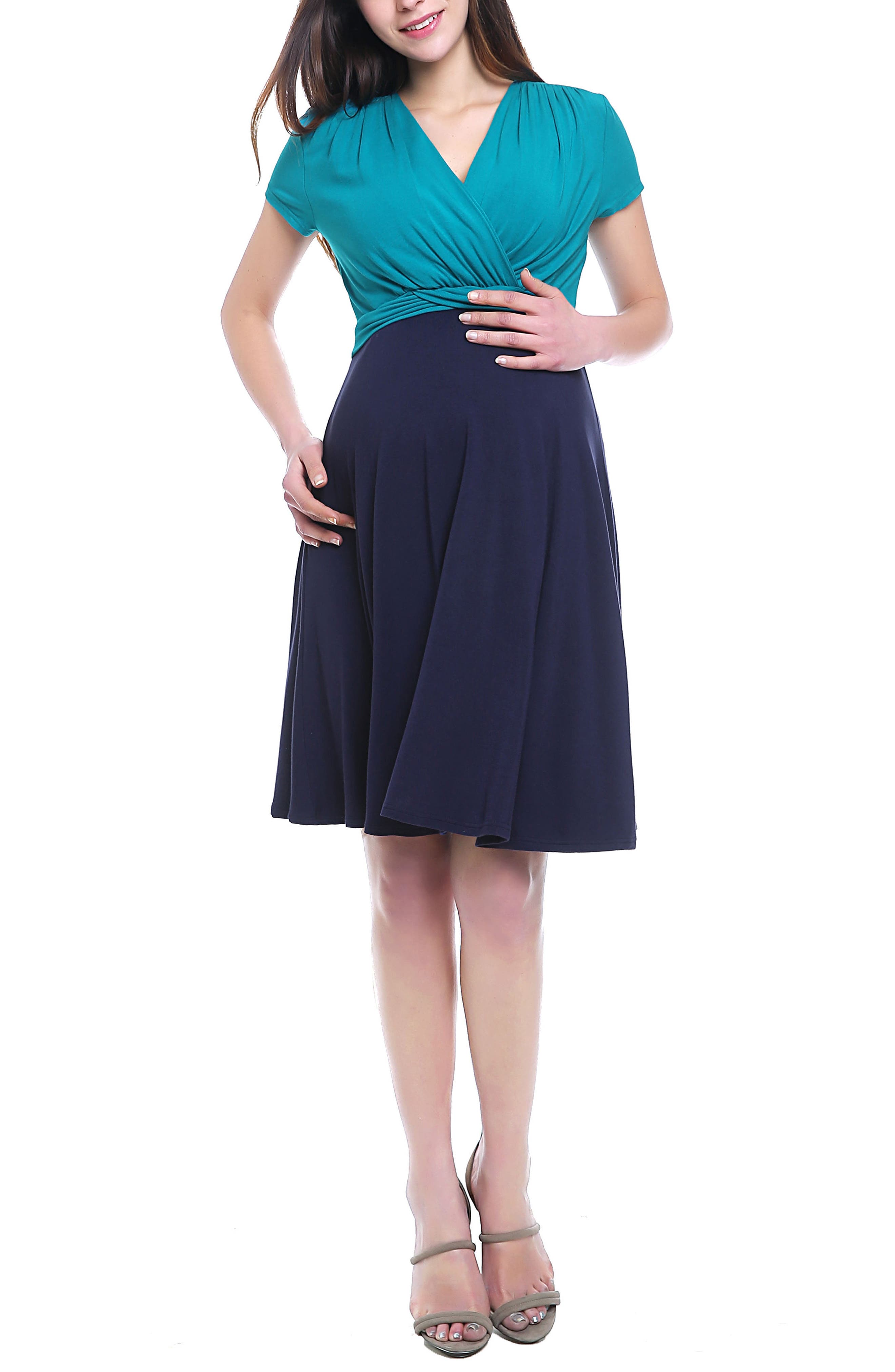 Kimi & Kai Sarah Faux Wrap Maternity/nursing Dress