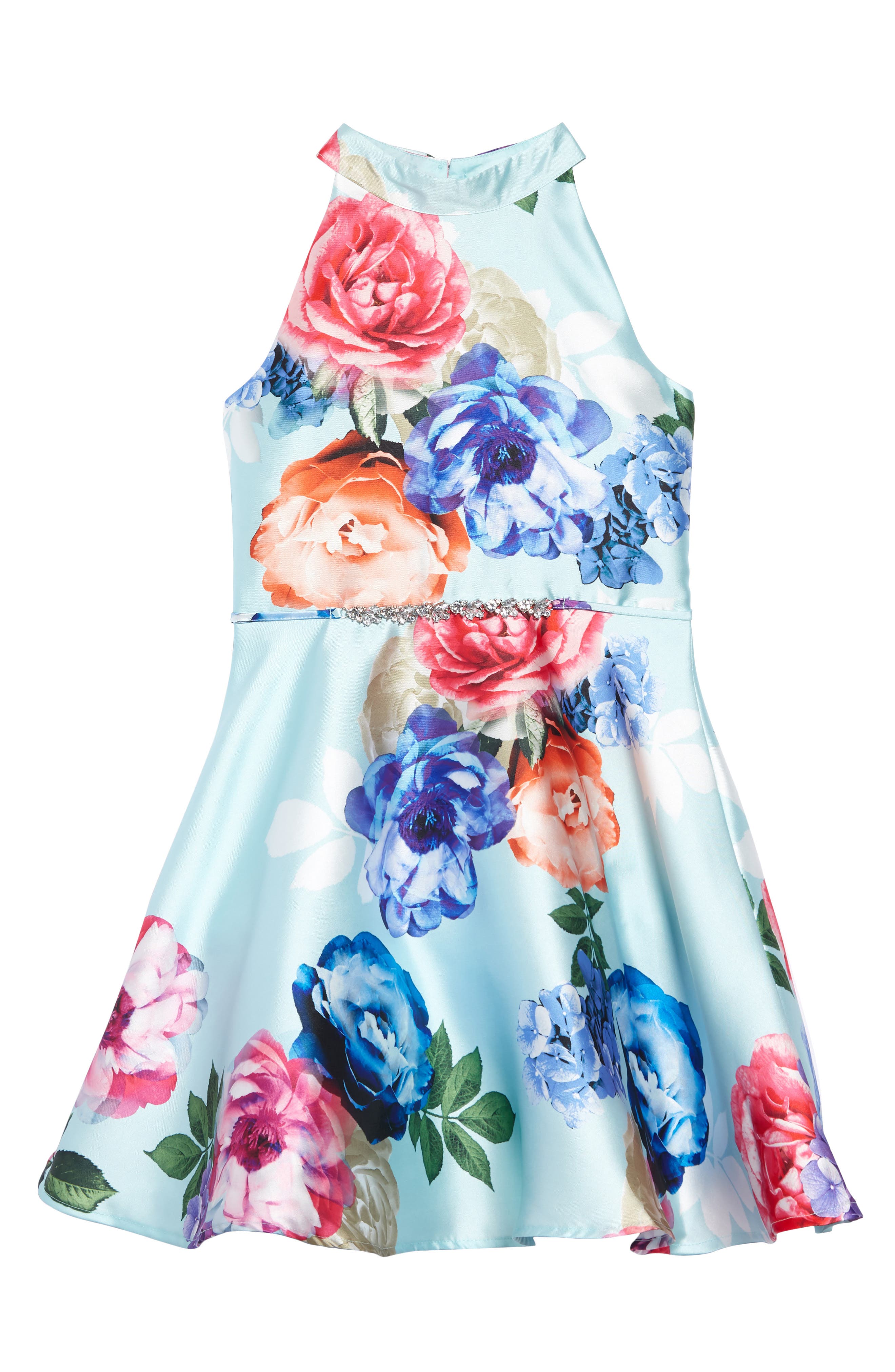 Zunie Floral Mikado Fit & Flare Dress (Big Girls) Nordstrom