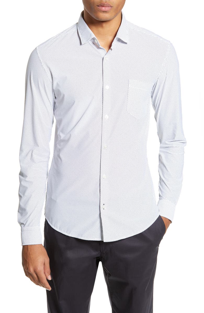 Boss T-shirts RIKKI SHARP FIT MICROPRINT SPORT SHIRT