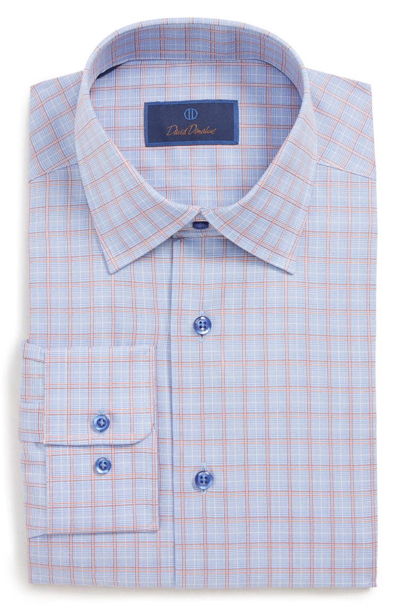 David Donahue REGULAR FIT PLAID DRESS SHIRT