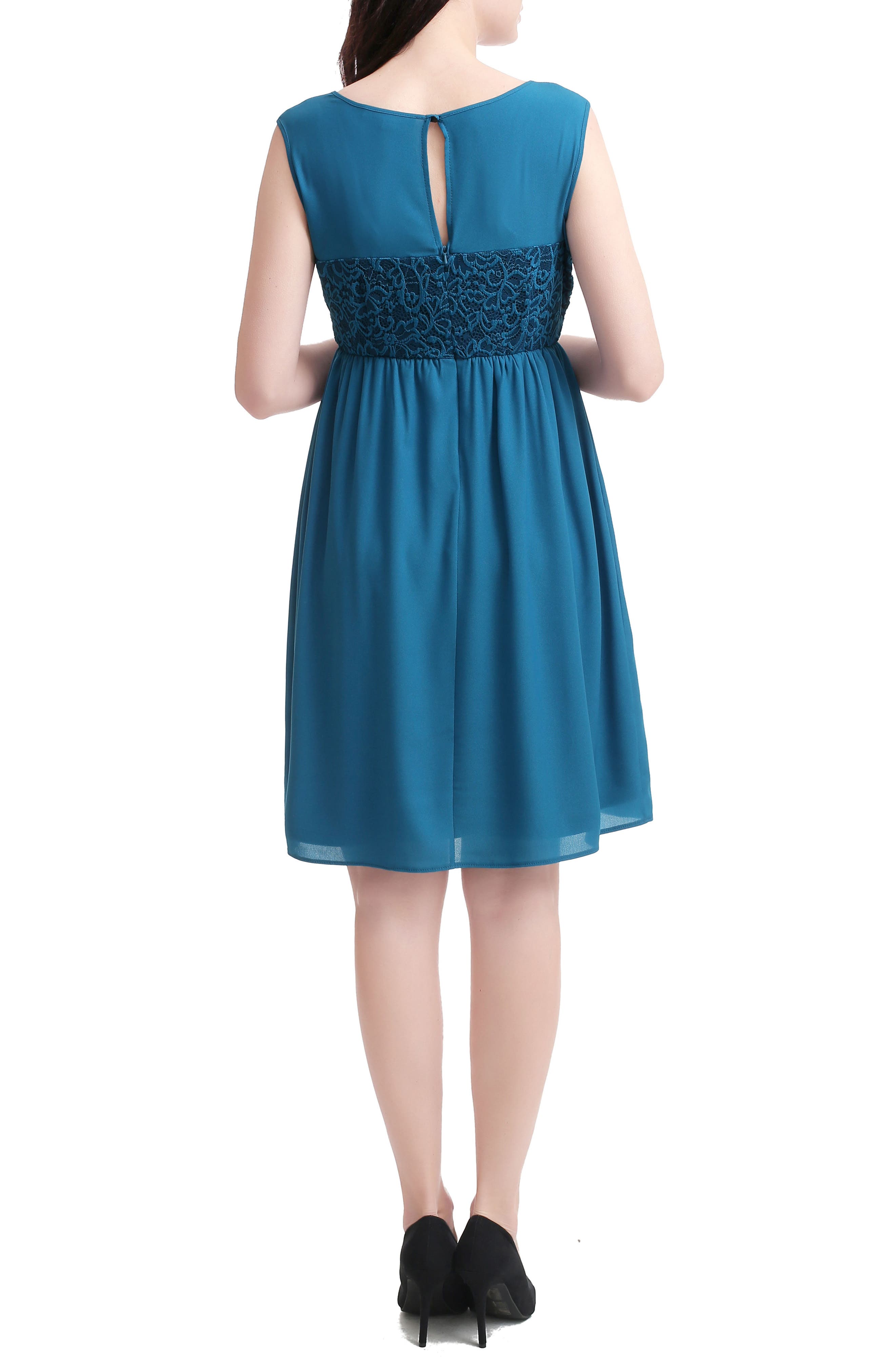 Kimi And Kai Sade Lace & Mesh Maternity Dress, Blue
