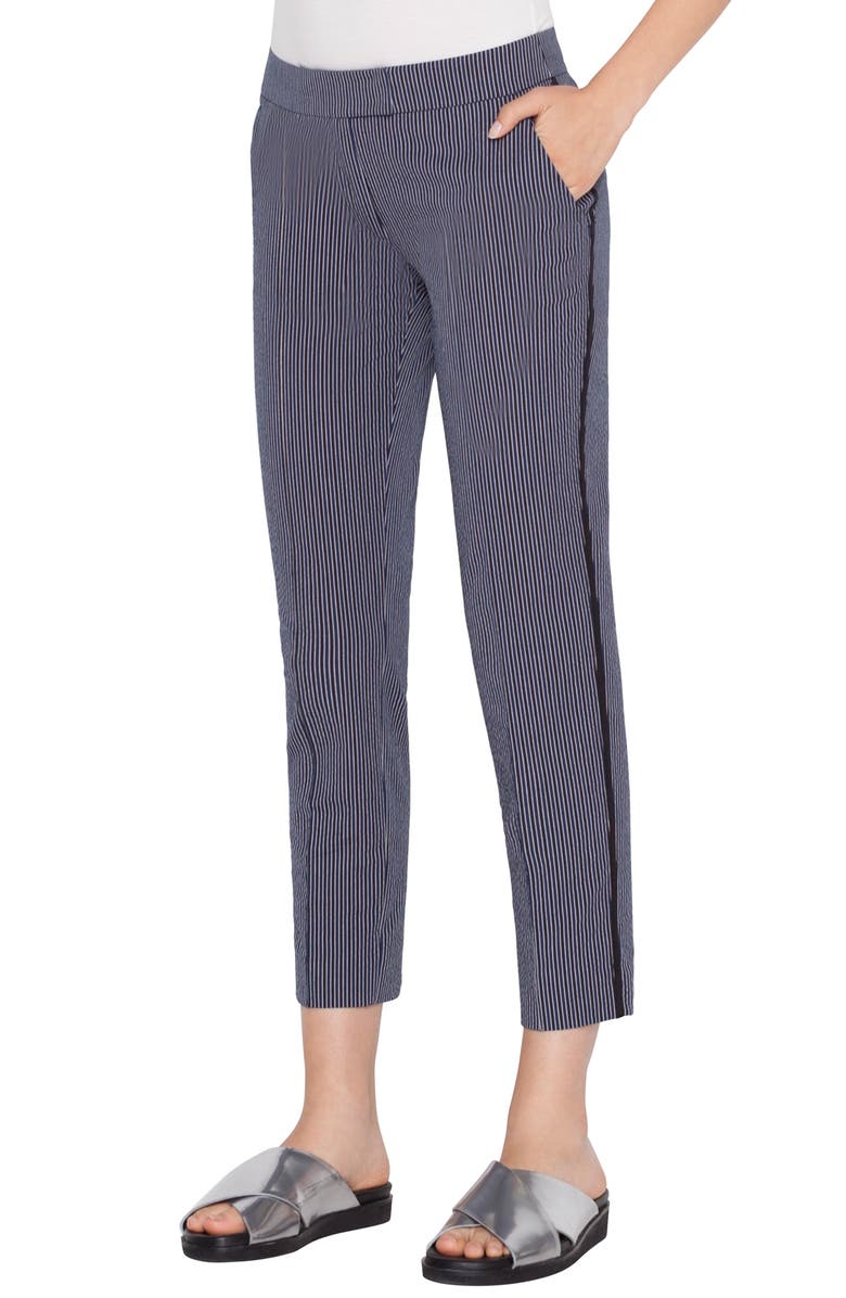Akris Punto Pants FRANKIE PIPED STRETCH COTTON STRIPE PANTS