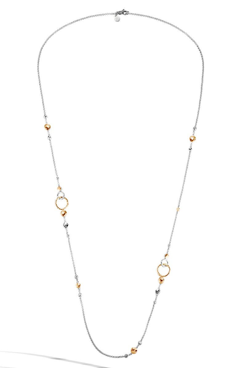 JOHN HARDY DOT HAMMERED ROLO CHAIN SAUTOIR NECKLACE,NZ34009X36