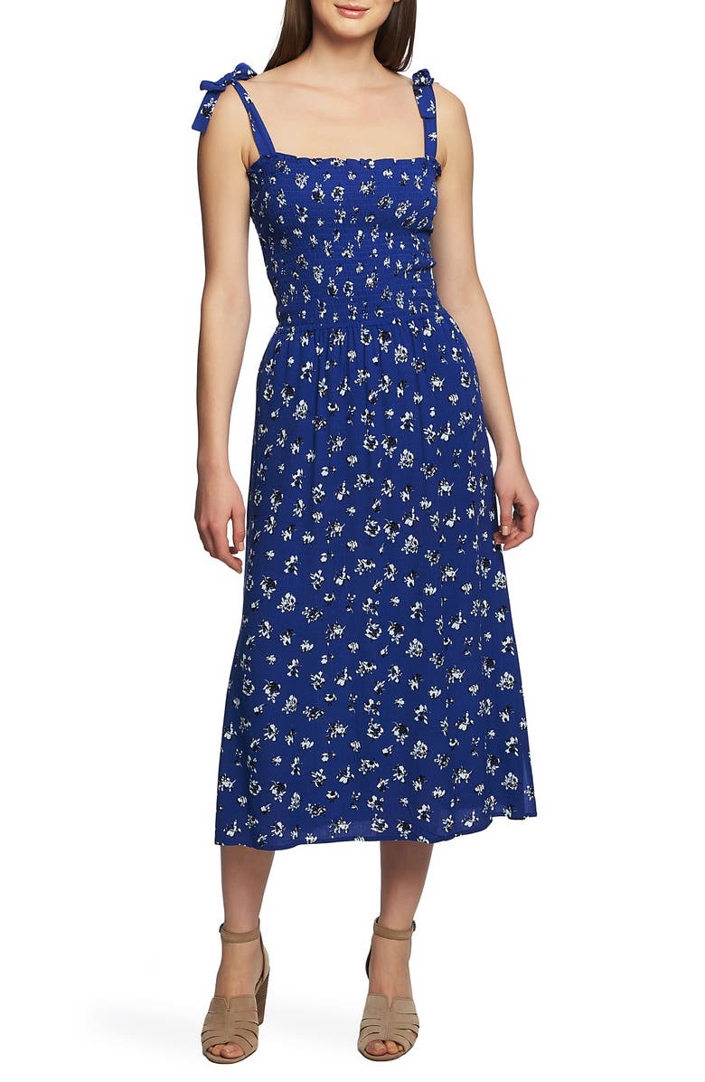 1.state Dresses FLORAL PRINT TIE SHOULDER MIDI SUNDRESS