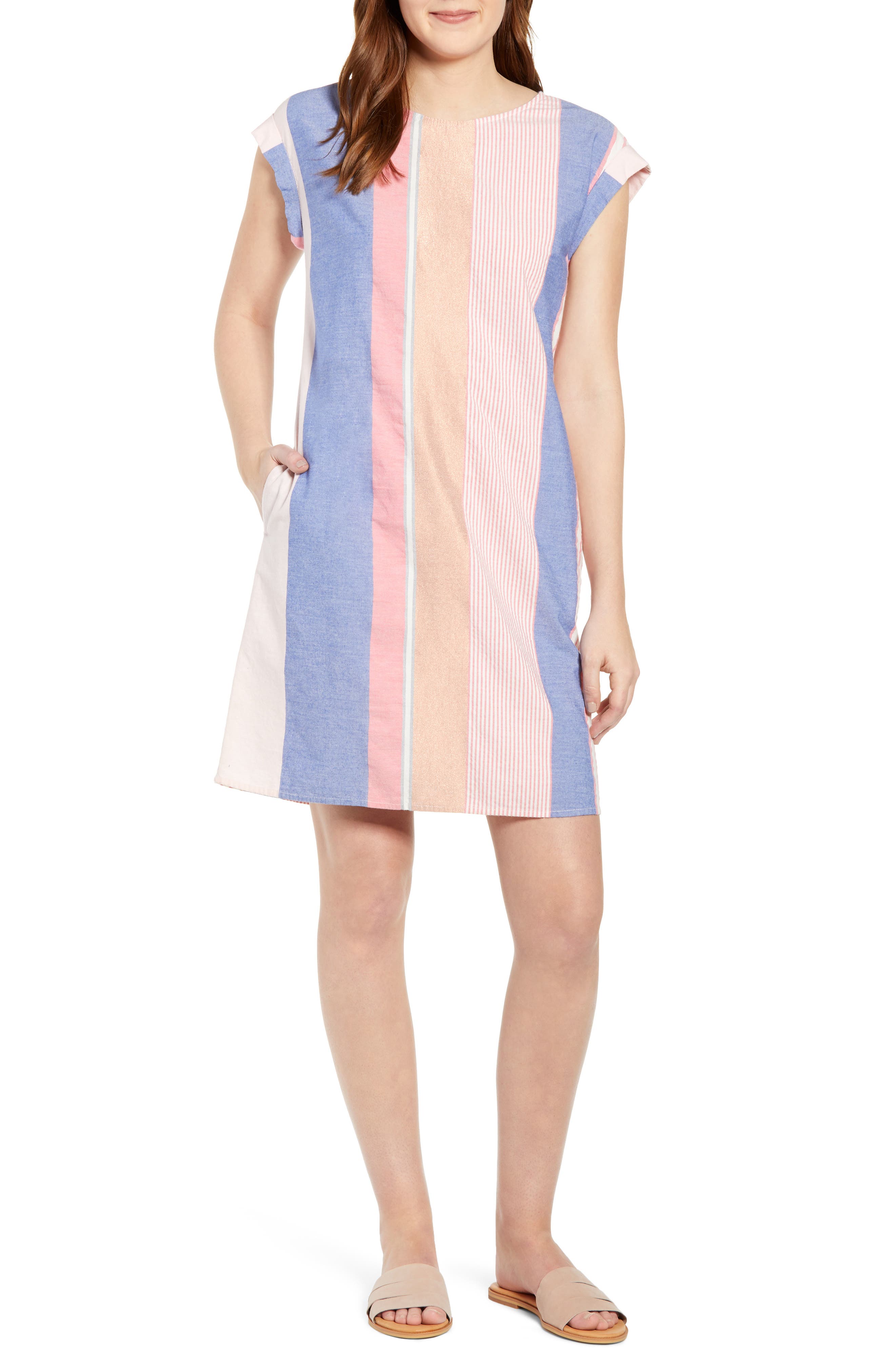 Petite Caslon Stripe Shift Dress, Pink