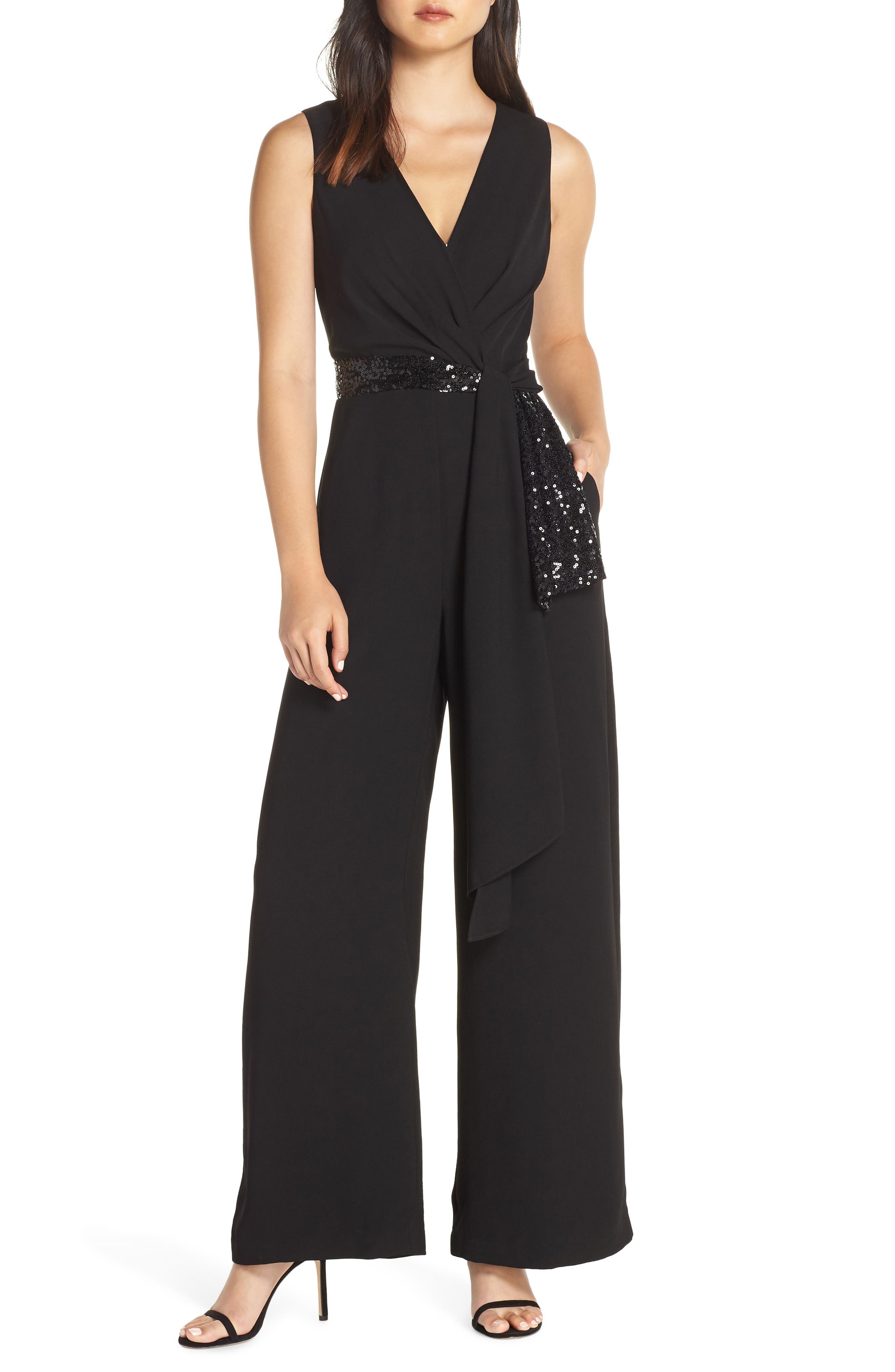 Eliza J Sequin Wrap Detail Jumpsuit (Regular & Petite) Nordstrom
