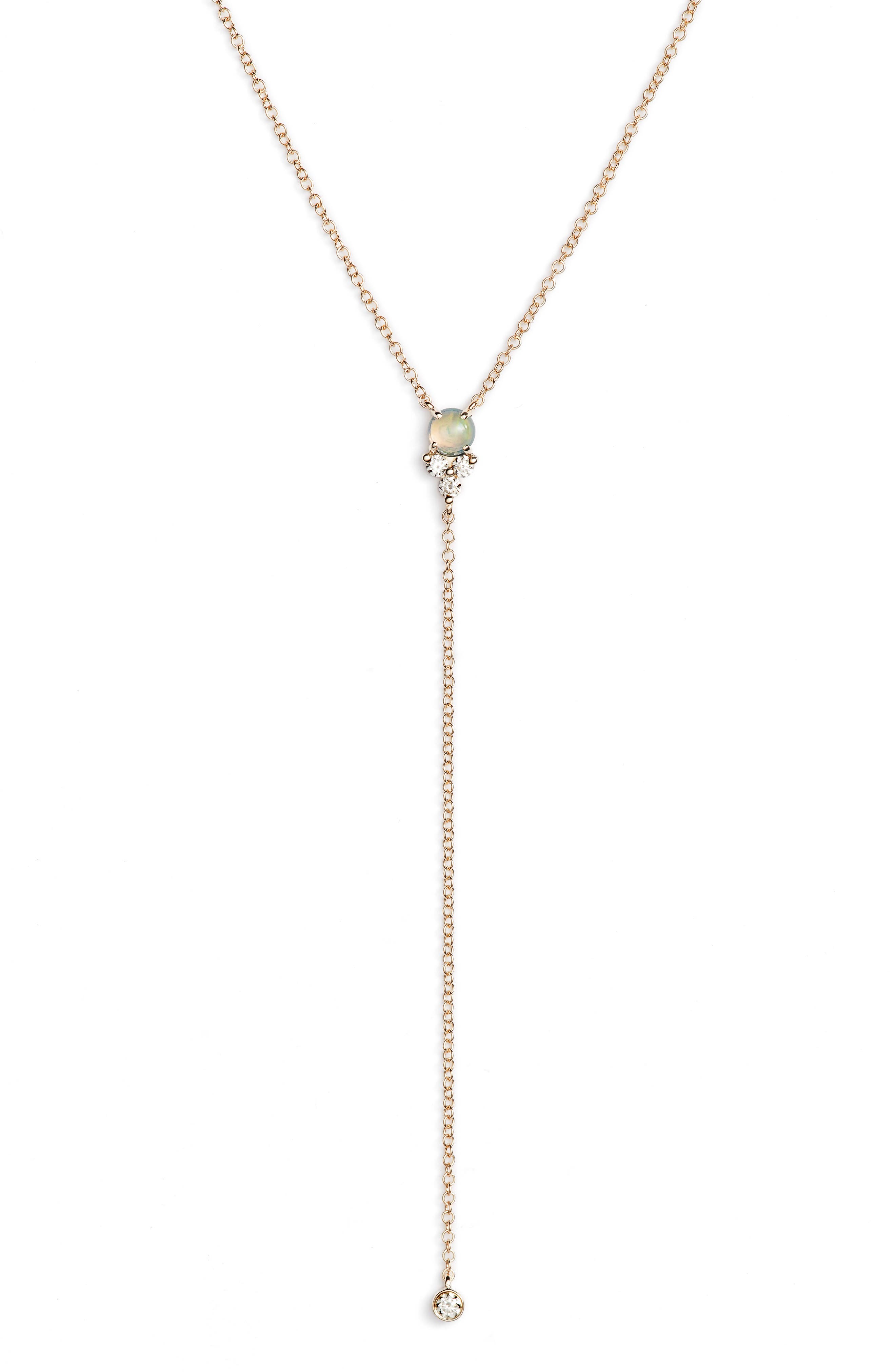 EF COLLECTION Diamond Trio Stone Lariat Necklace Nordstrom