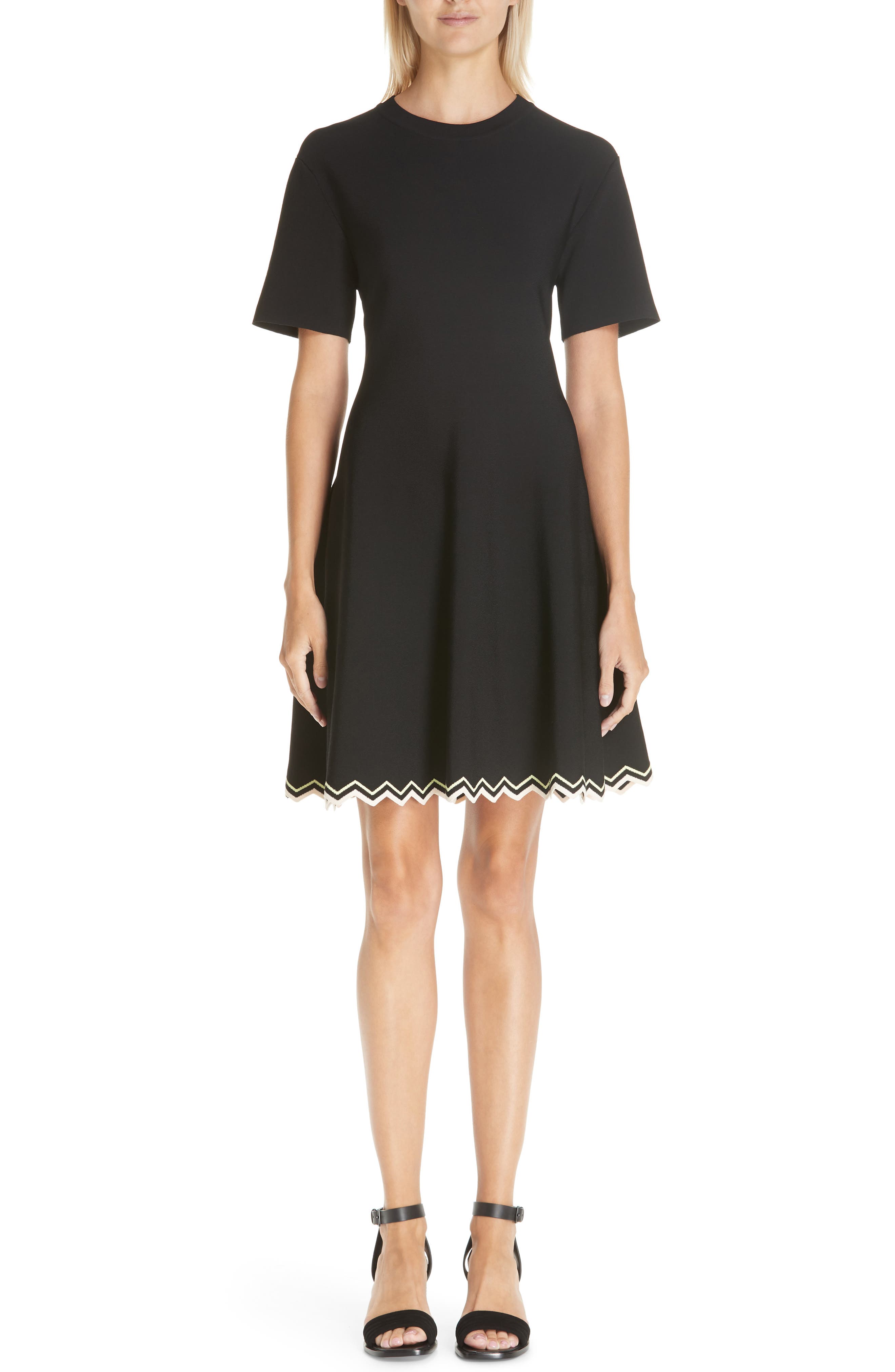 Proenza Schouler Chevron Hem A-Line Dress, Black