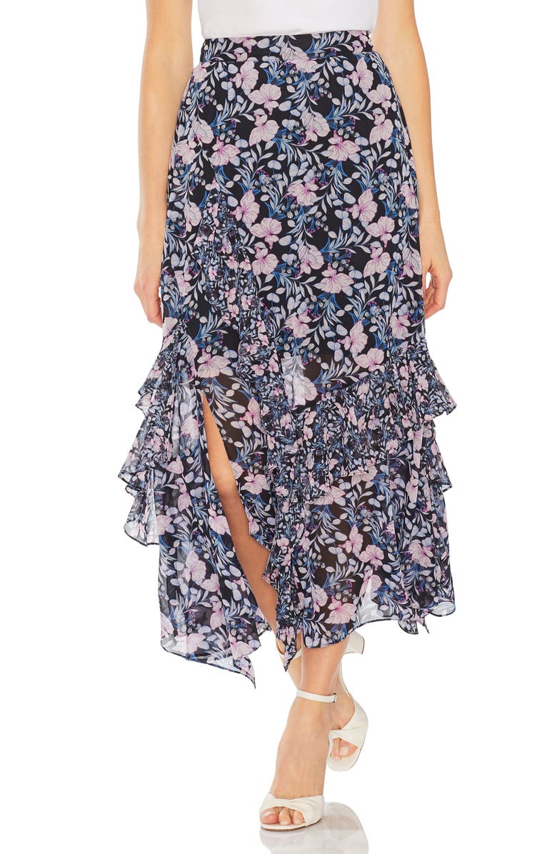 Vince Camuto Skirts CHARMING FLORAL TIERED RUFFLE SKIRT