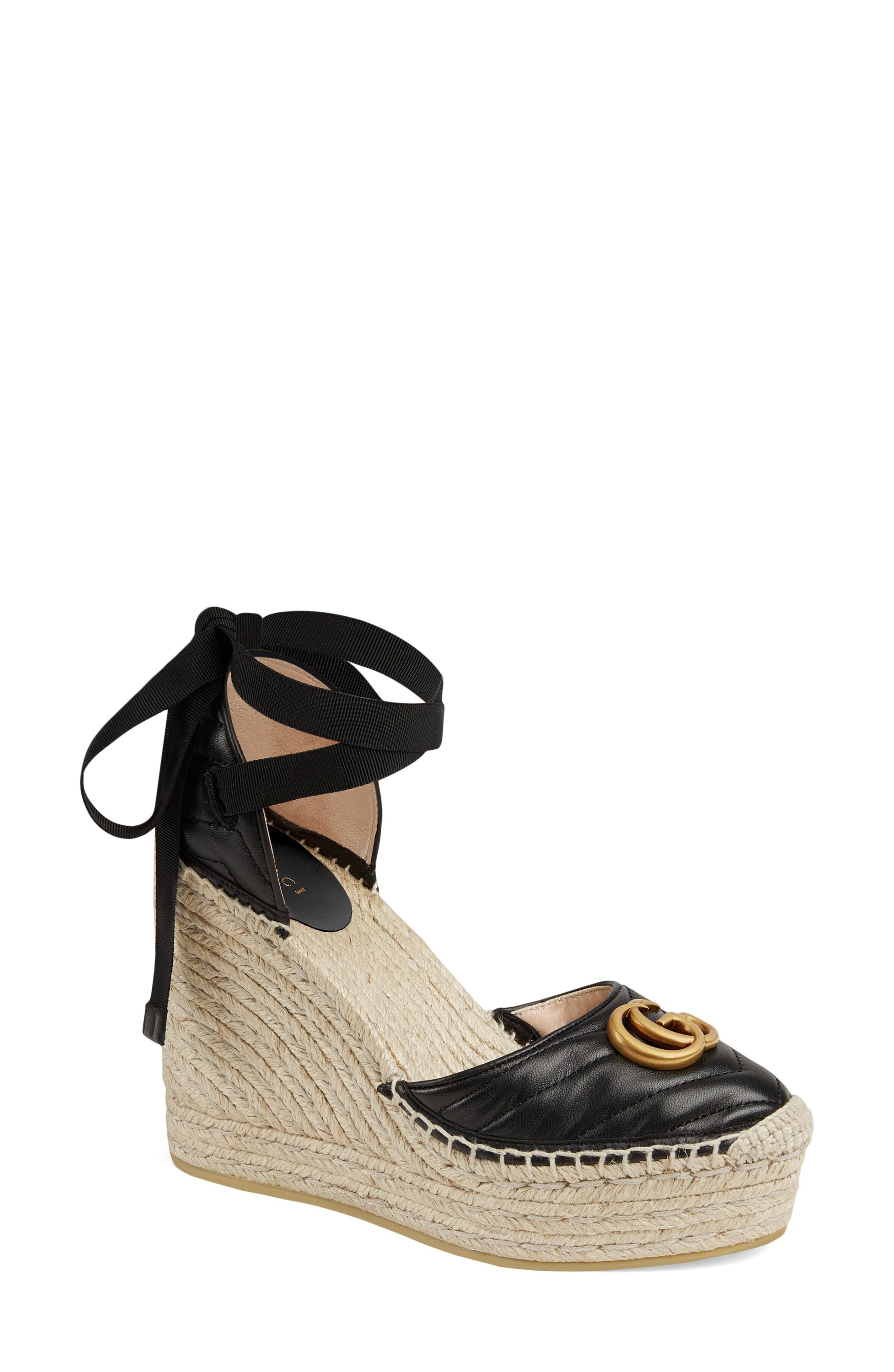 Gucci Palmyra Ankle Tie Espadrille Wedge (Women) Nordstrom