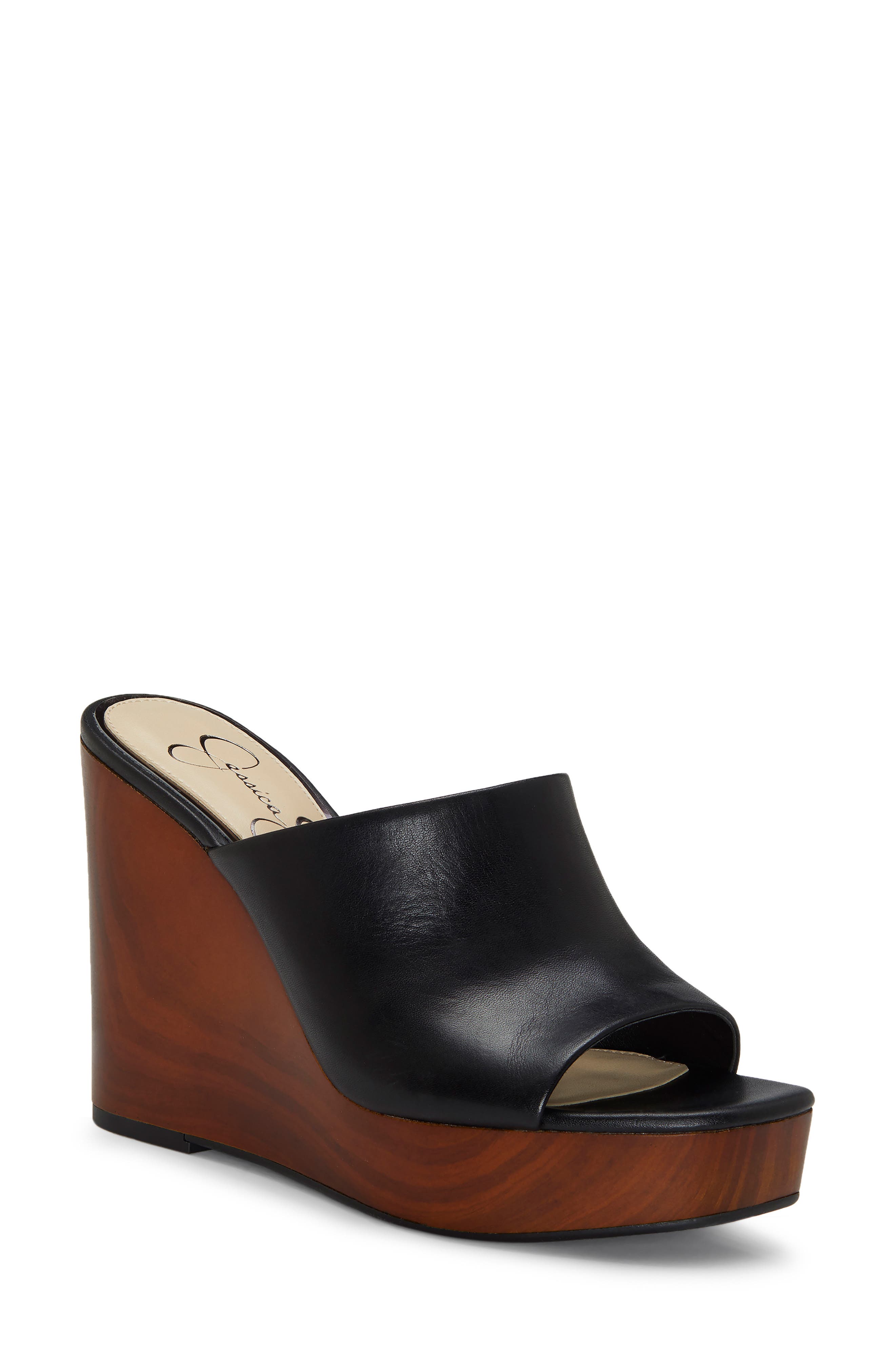 Jessica Simpson Shantelle Wedge Slide Sandal- Black