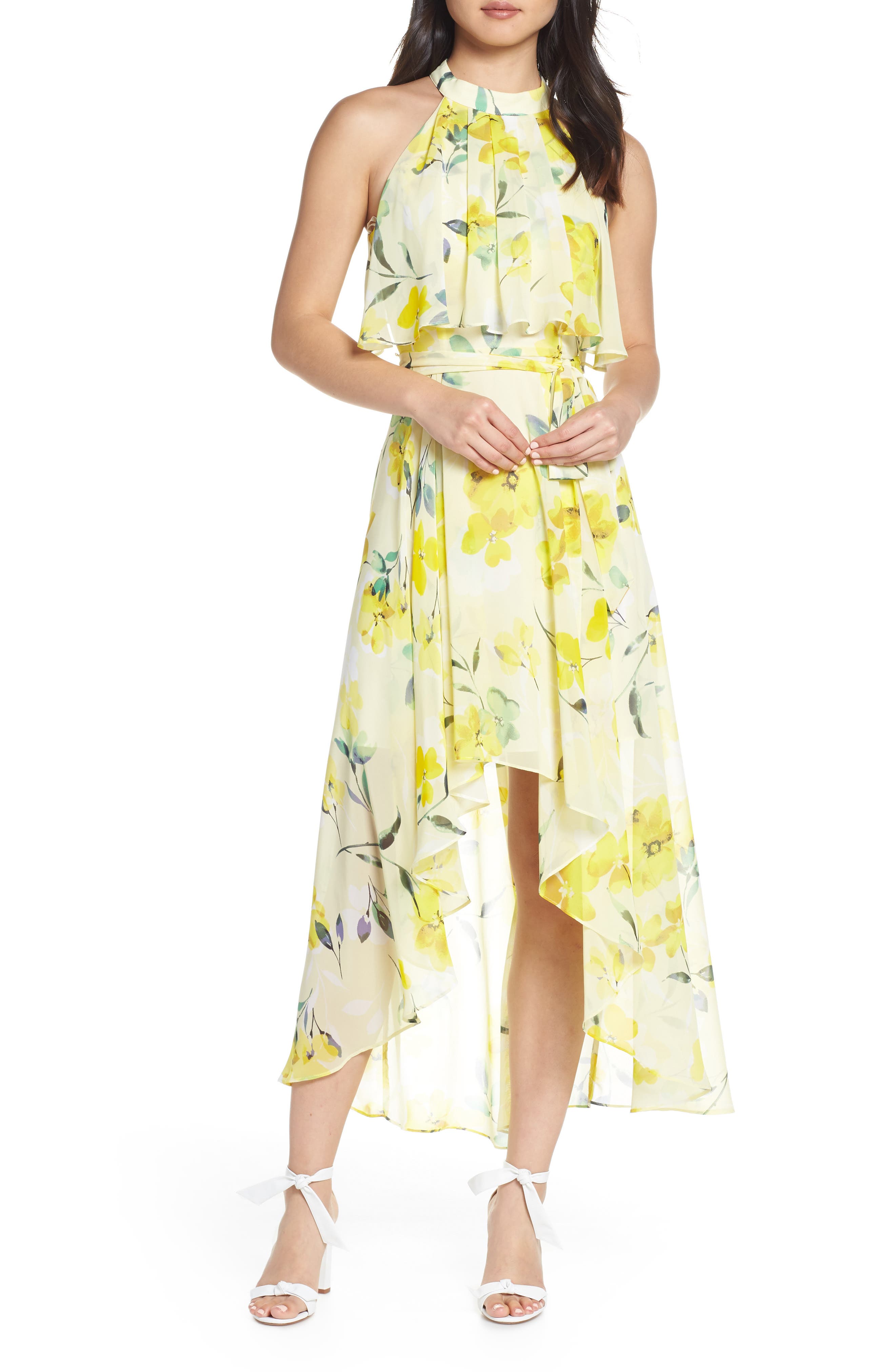 Eliza J High/low Halter Dress, Yellow