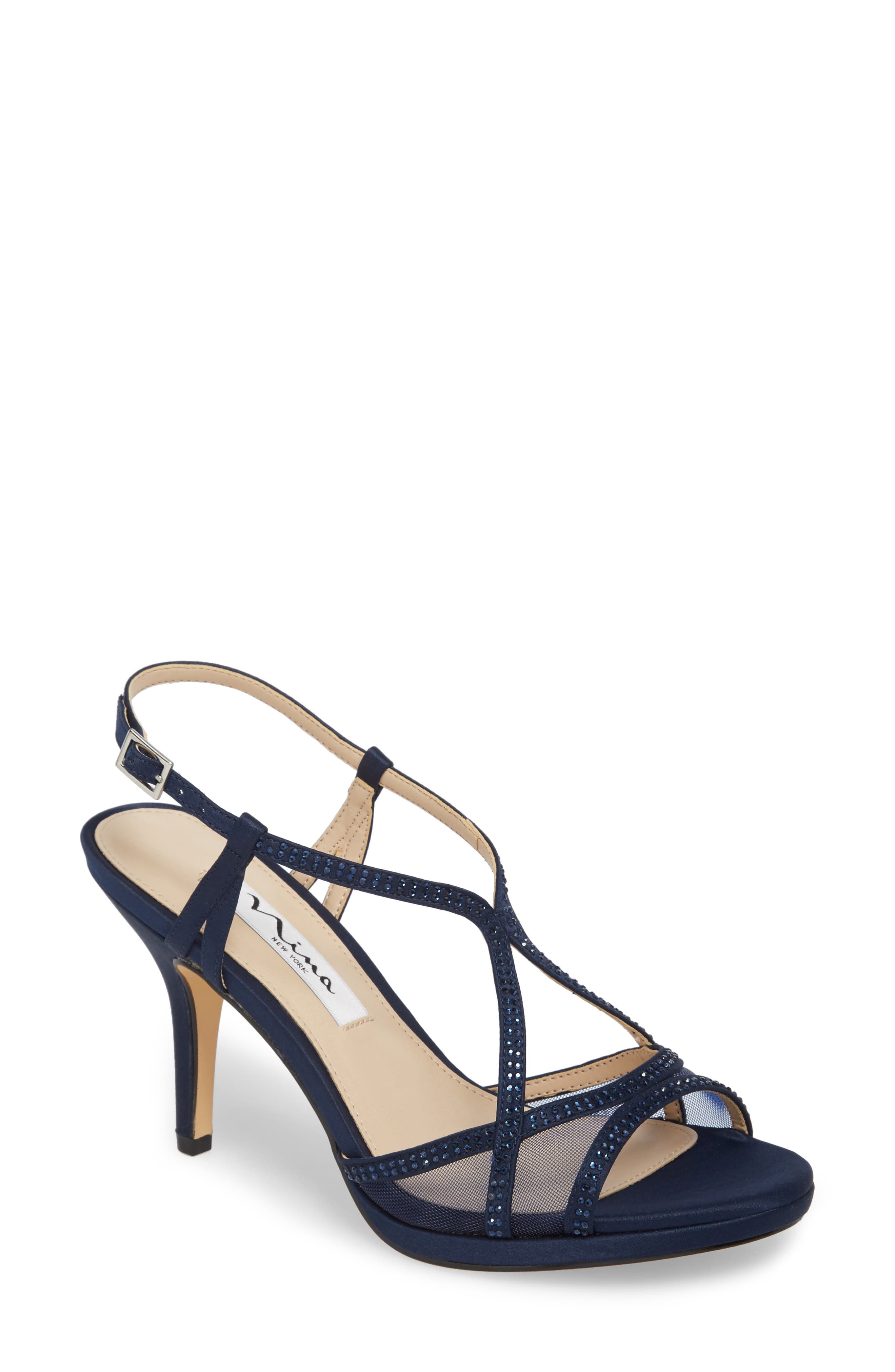 Nina Blossom Crystal Embellished Sandal- Blue
