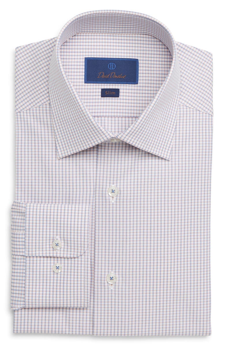 David Donahue SLIM FIT GINGHAM DRESS SHIRT