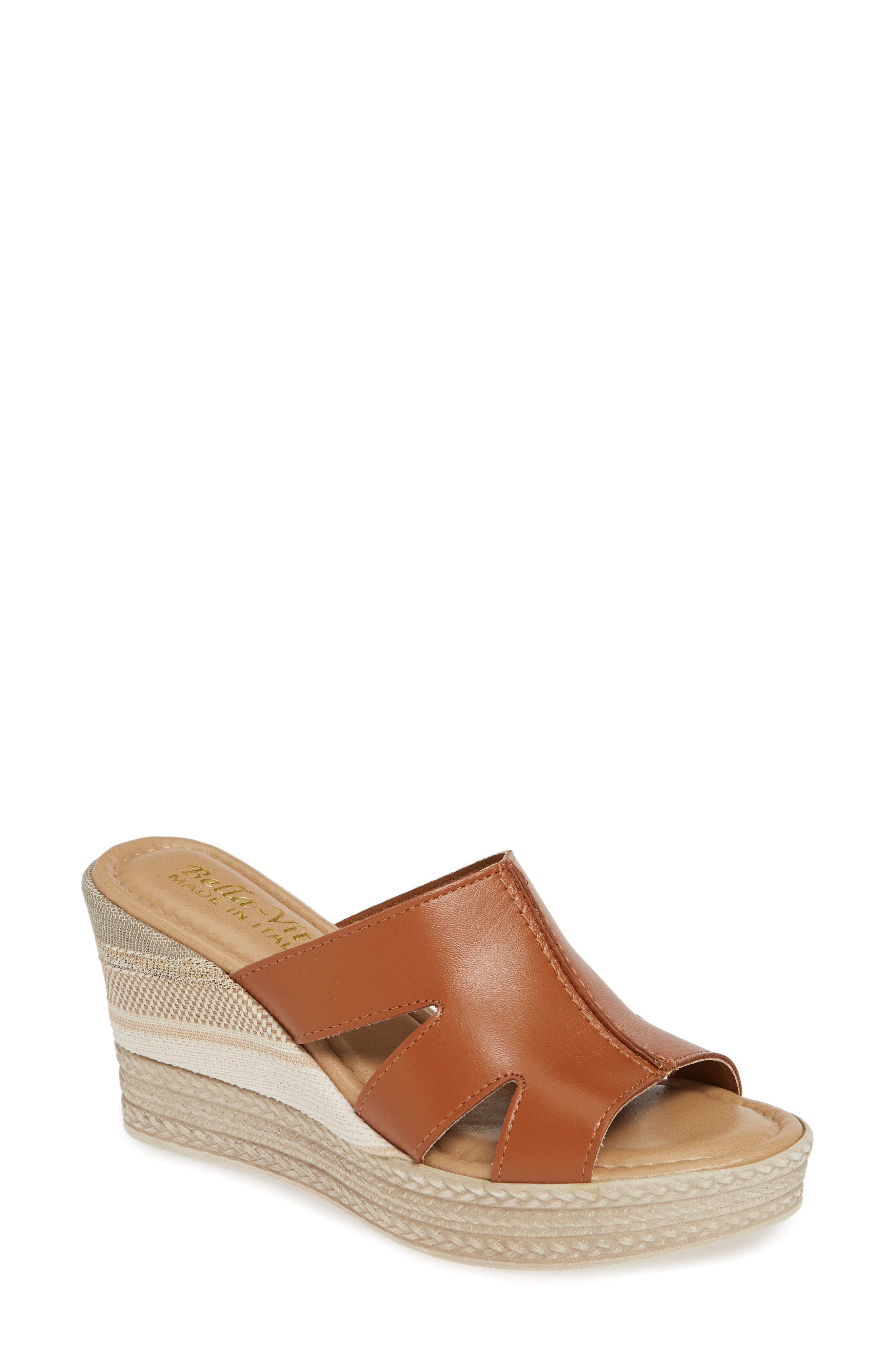 Bella Vita Rox Wedge Slide Sandal, Brown