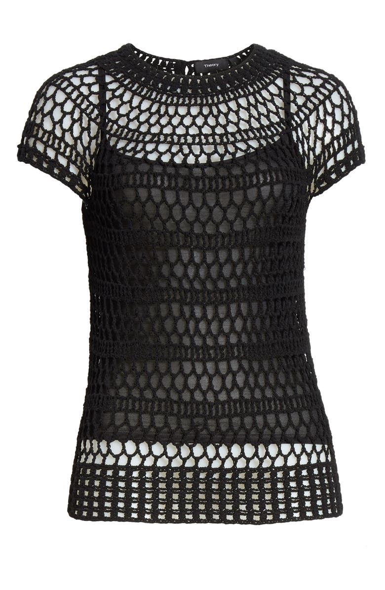 Theory Tissage Crochet T-shirt In Jet Black
