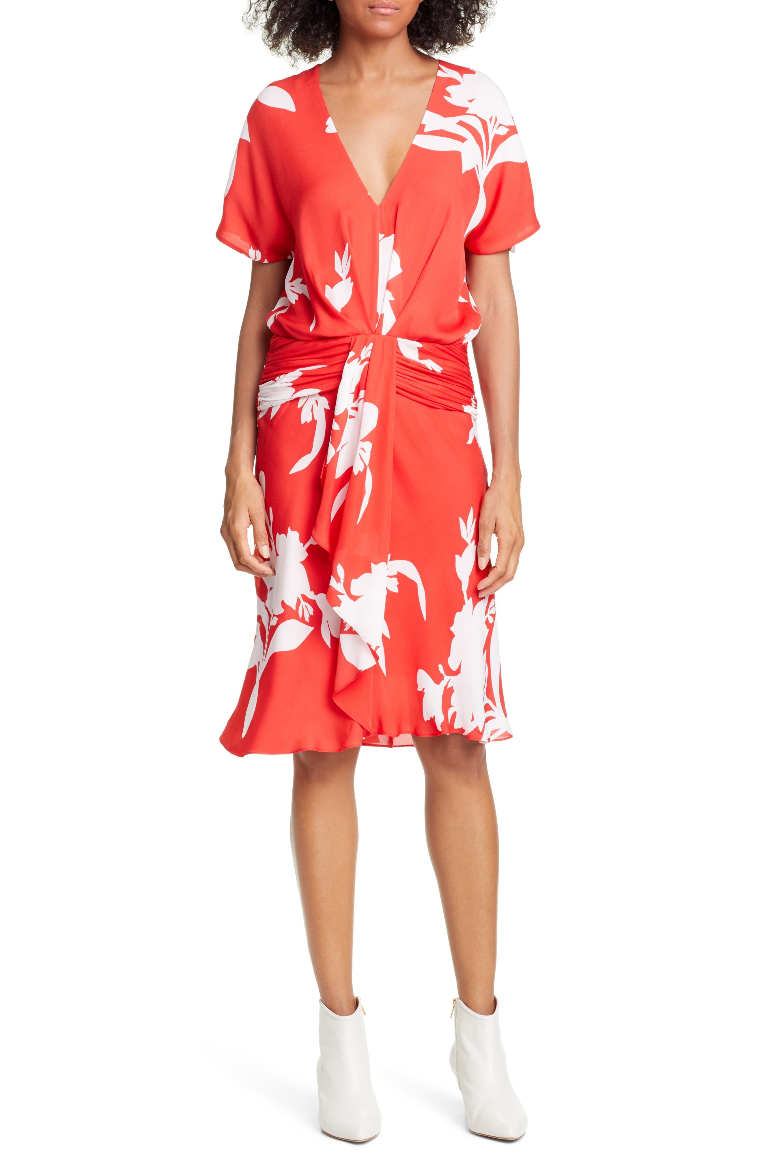 Joie Ashleena Silk Dress, Red