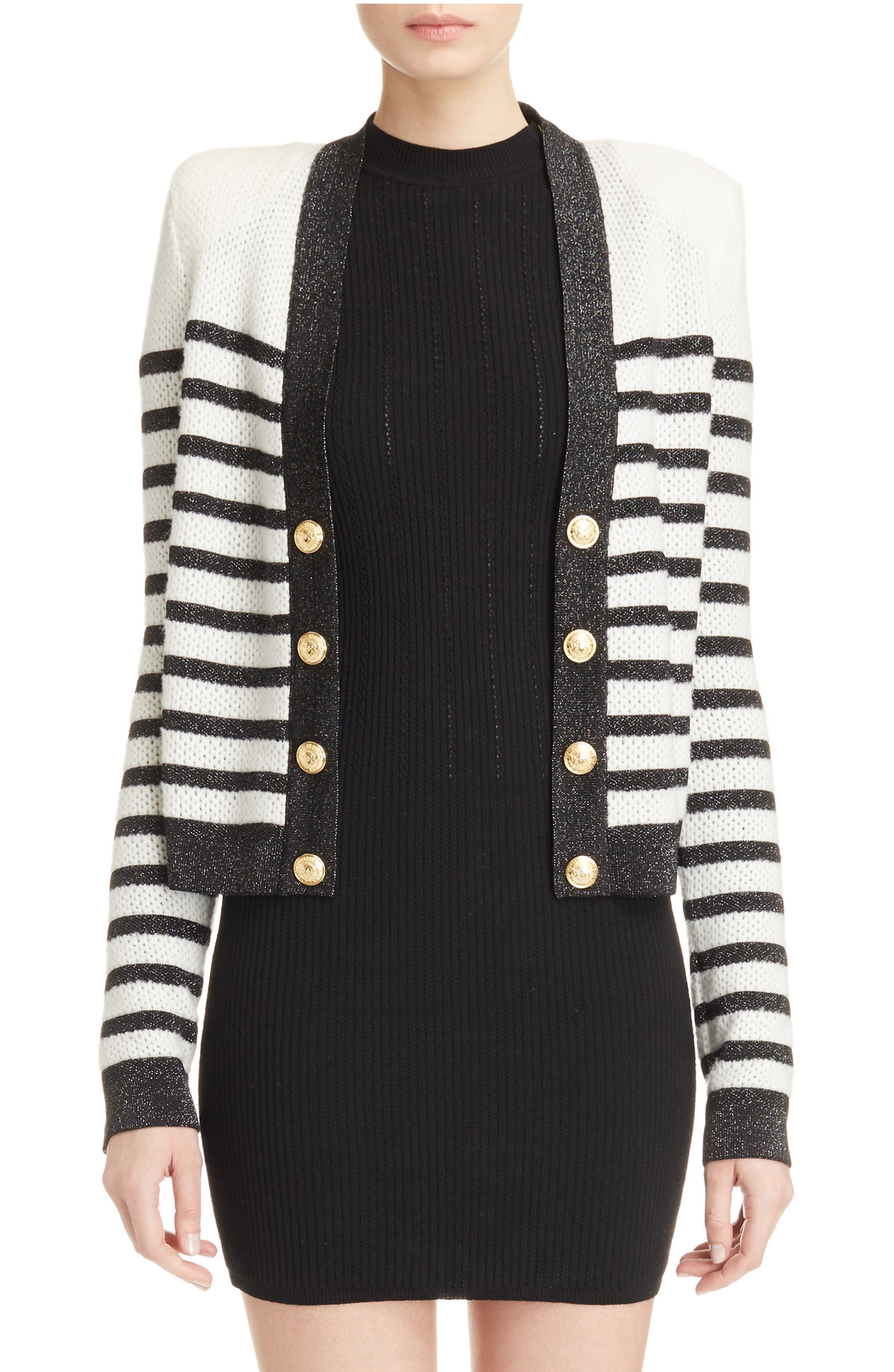 Balmain Stripe Knit Cardigan Nordstrom