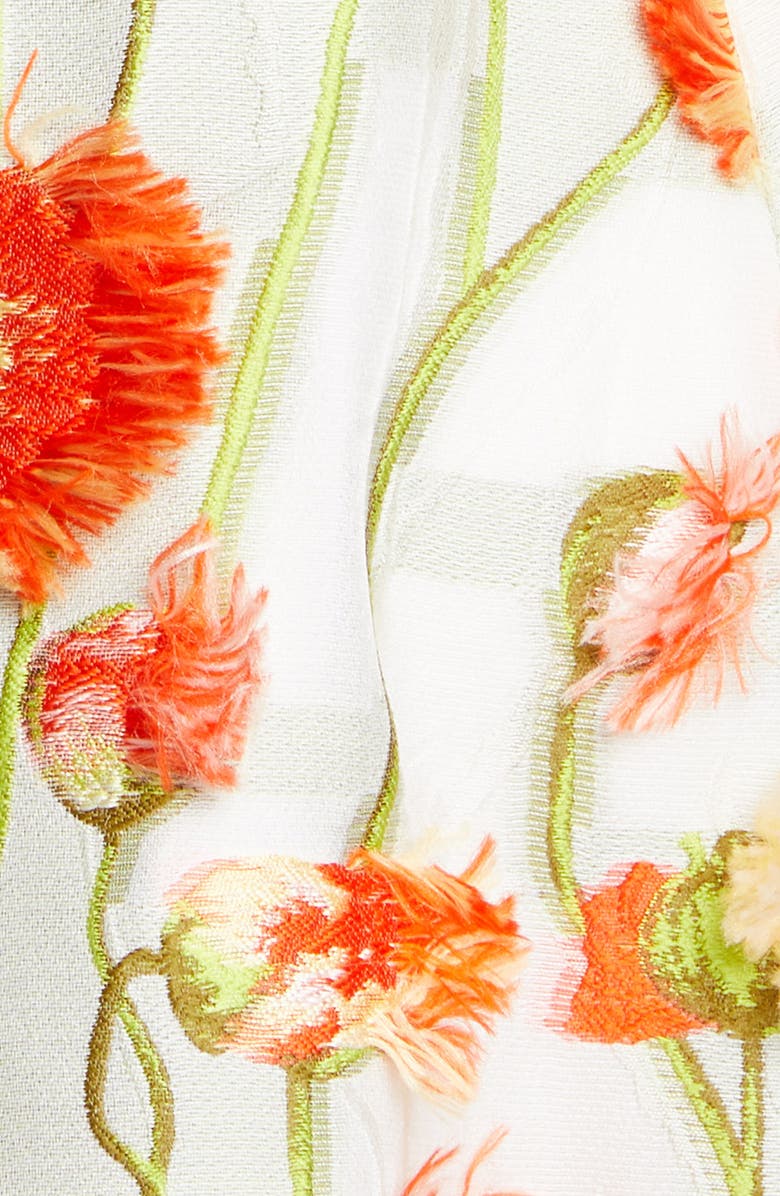 Malene Oddershede Bach Papaver Floral Fil Coupe Jacquard Gown In White Poppy