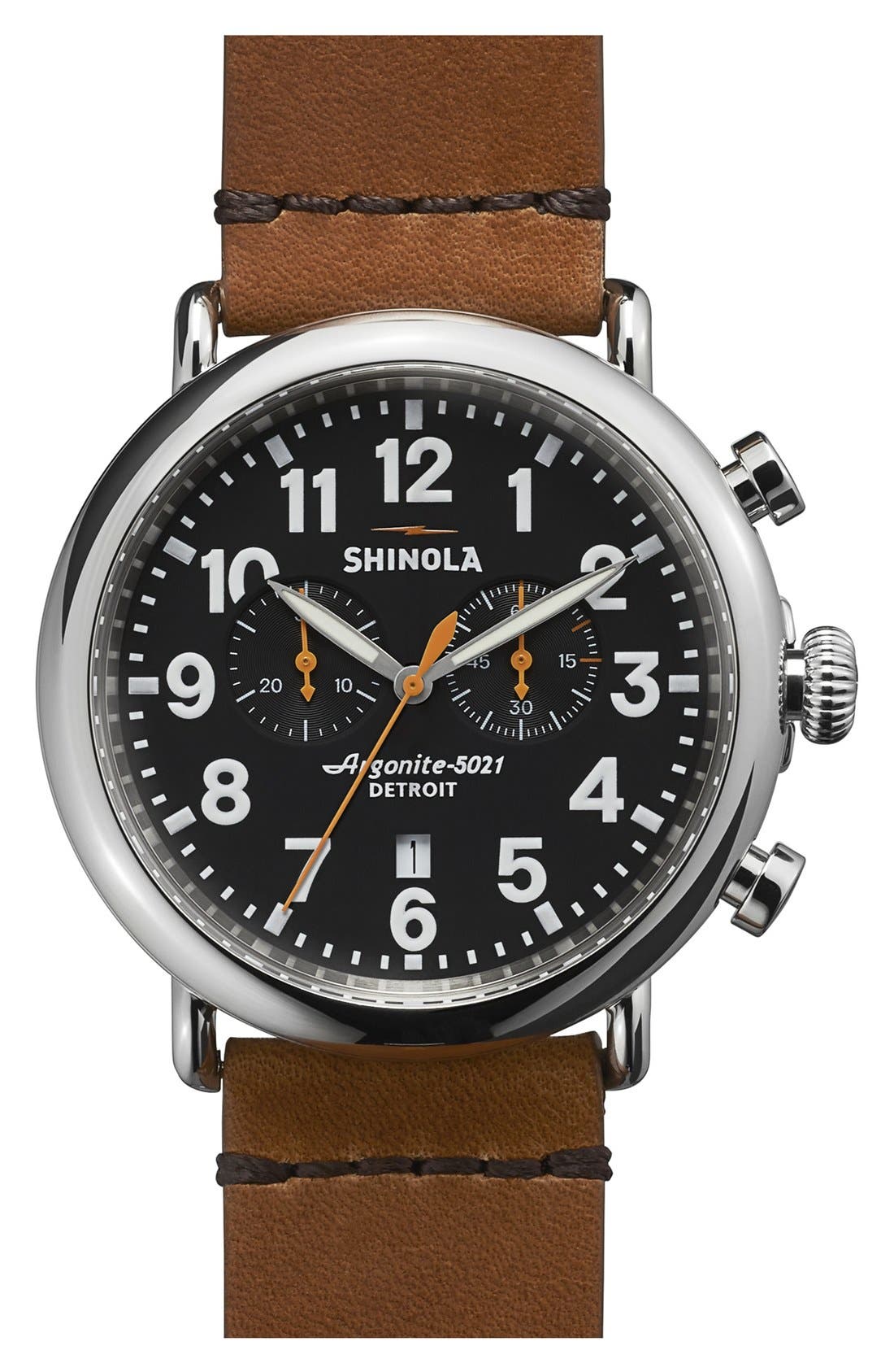 Shinola The Runwell Chrono Leather Strap Watch, 47mm Nordstrom