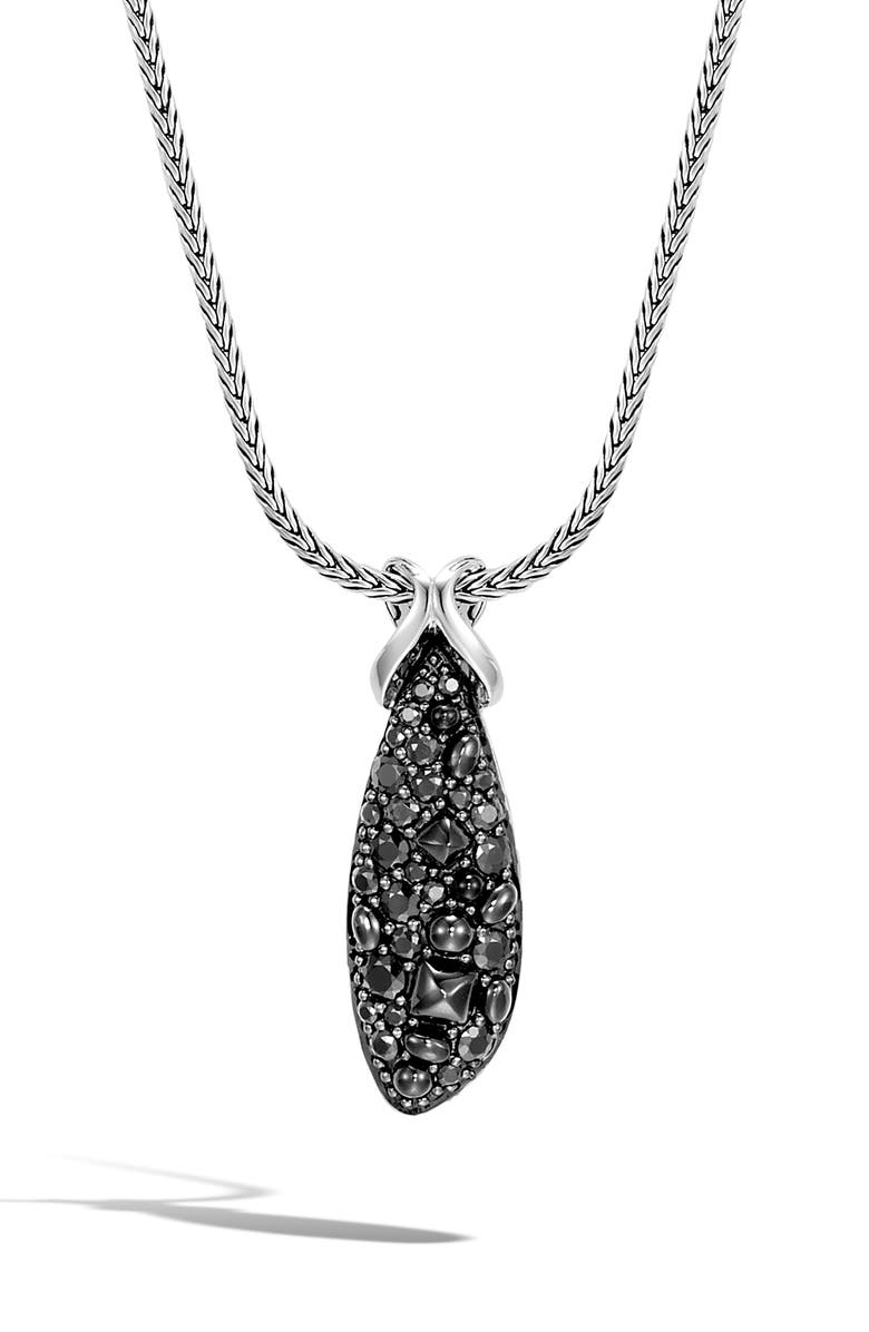 JOHN HARDY CLASSIC CHAIN ASLI BLACK SAPPHIRE PENDANT NECKLACE,NBS903564BLSBNX16-20