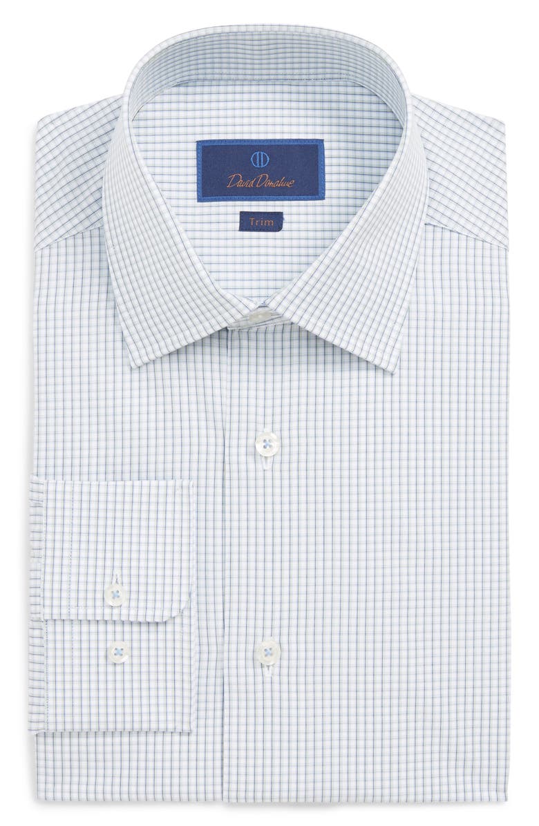 David Donahue TRIM FIT CHECK DRESS SHIRT