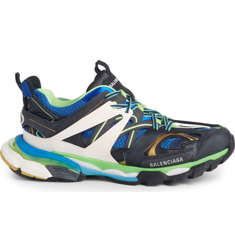 Balenciaga Track Leather, Mesh And Rubber Sneakers In Multicoloured
